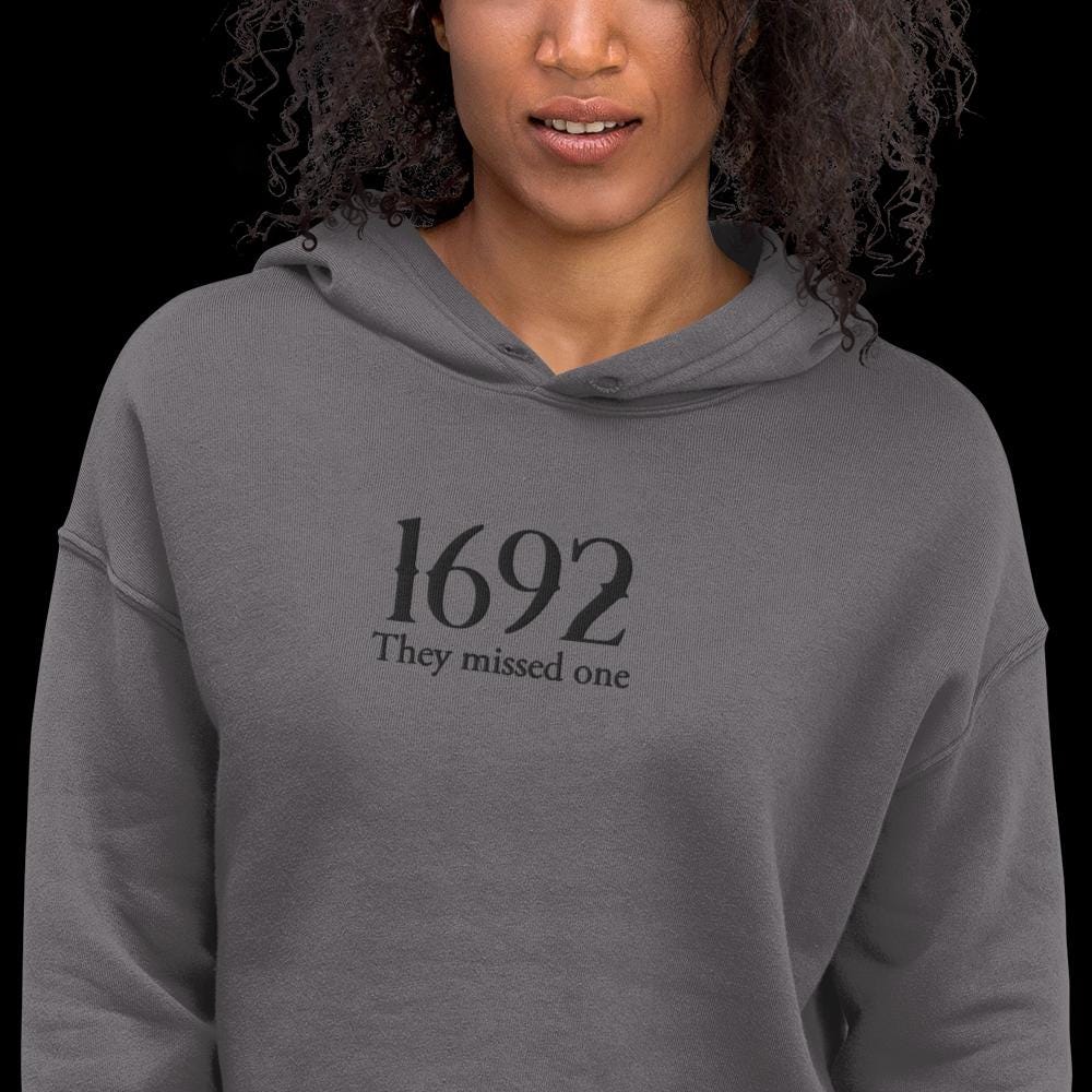 Embroidered Halloween Cropped Sweatshirt: Salem Witch, Spooky Season
