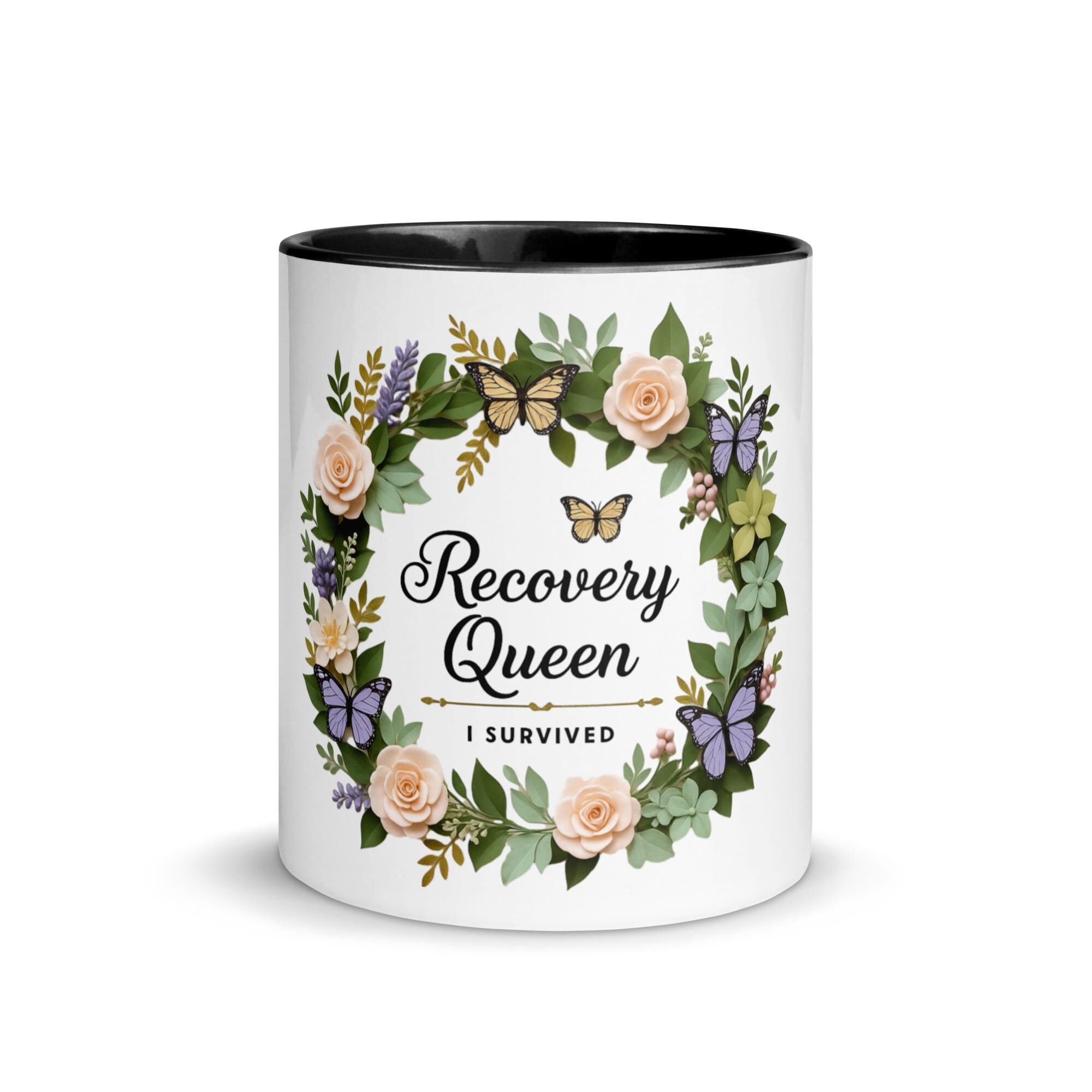 Recovery Queen Butterfly Mug: Colorful Ceramic Coffee Cup