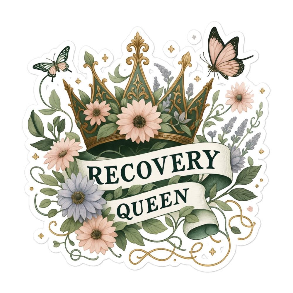 Recovery Queen Crown Sticker: Bubble-Free Vinyl Decal