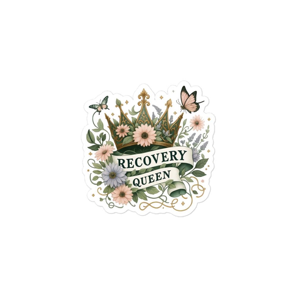 Recovery Queen Crown Sticker: Bubble-Free Vinyl Decal