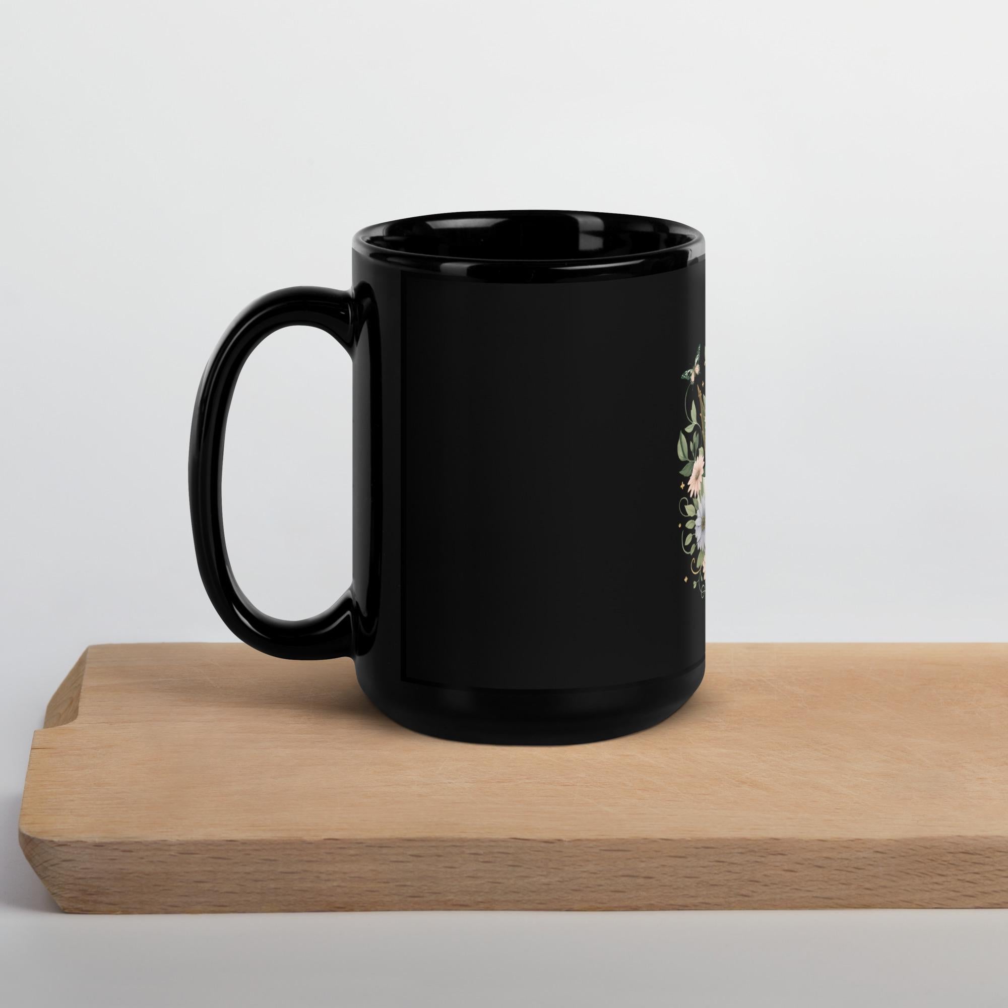 Recovery Queen Crown Mug: Glossy Black Ceramic, Strength Gift