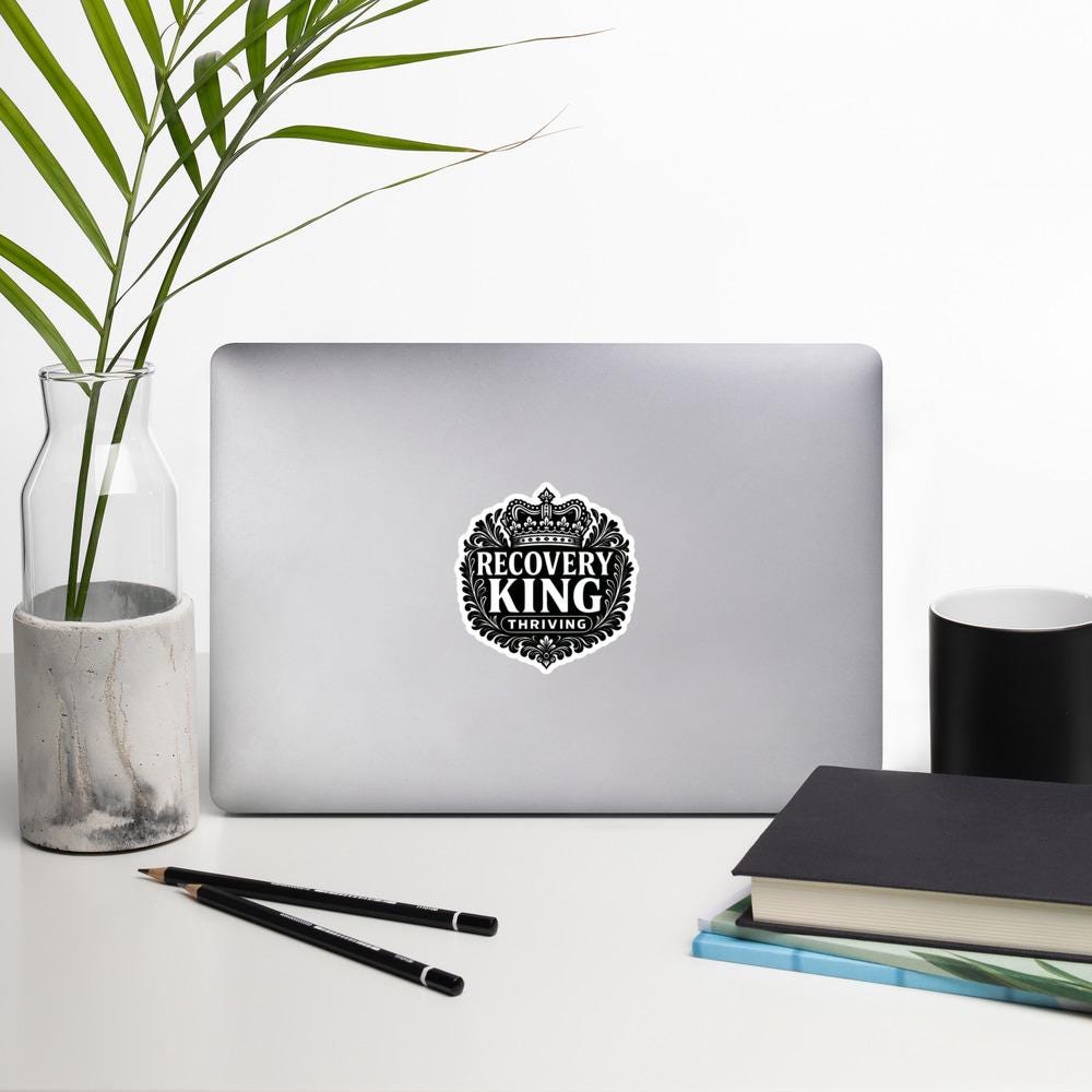 Recovery King Crown Sticker: Addiction, Cancer, Trauma Support