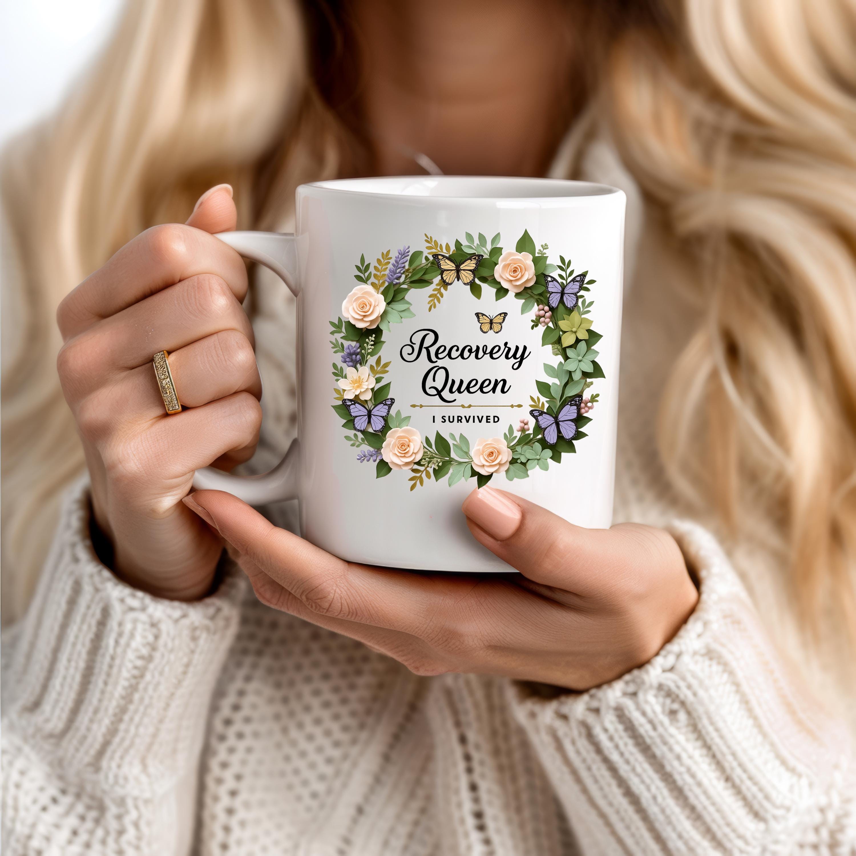 Recovery Queen Butterfly Mug: Colorful Ceramic Coffee Cup
