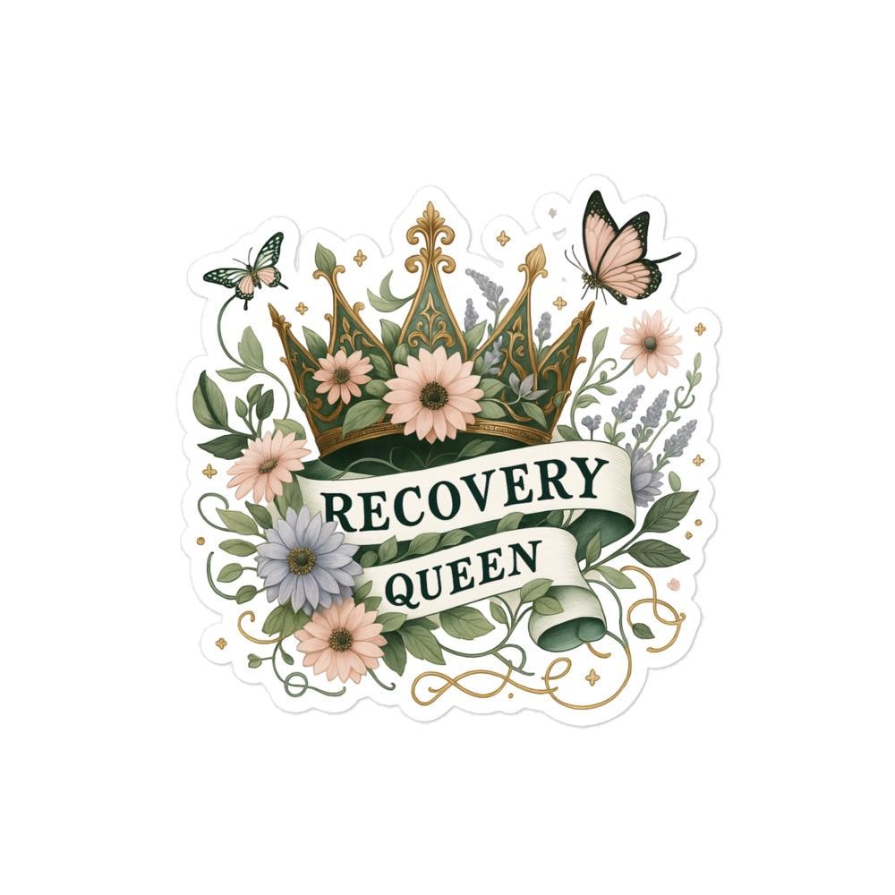 Recovery Queen Crown Sticker: Bubble-Free Vinyl Decal