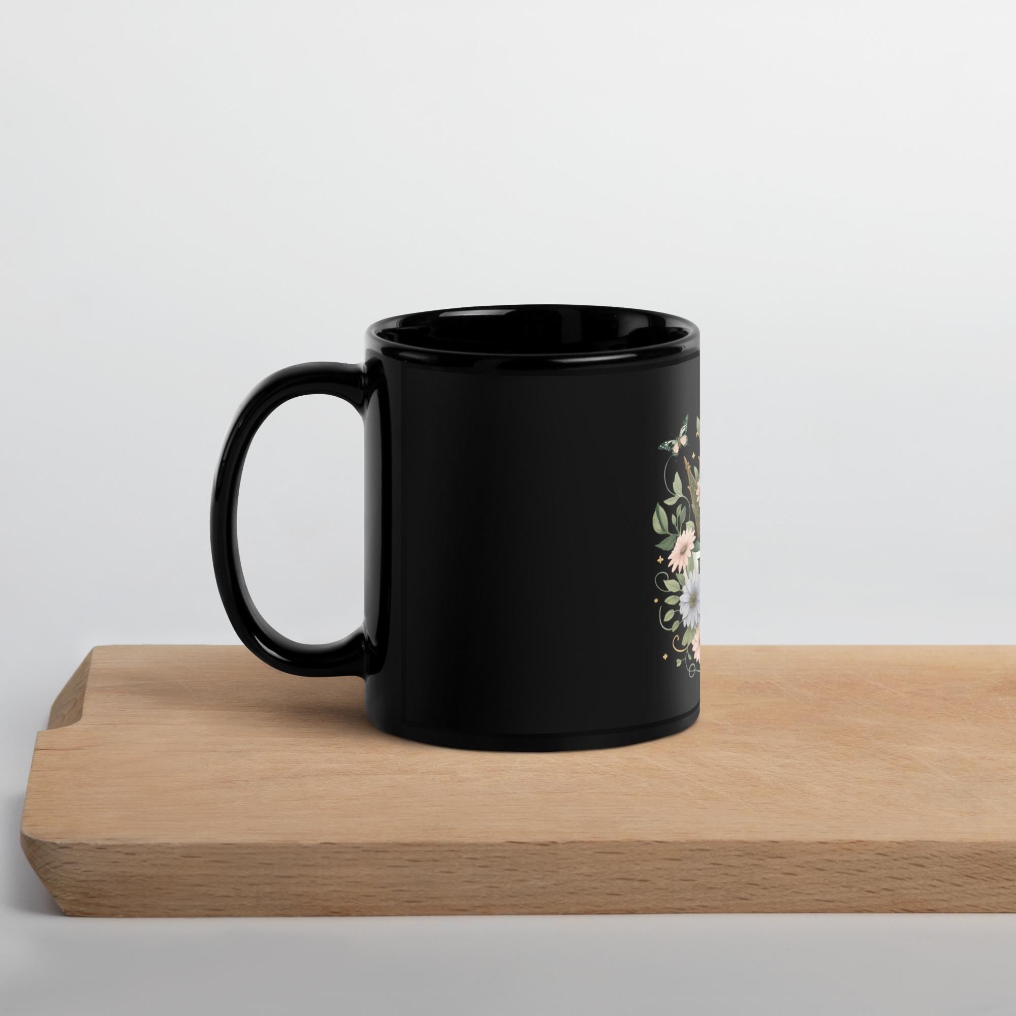 Recovery Queen Crown Mug: Glossy Black Ceramic, Strength Gift