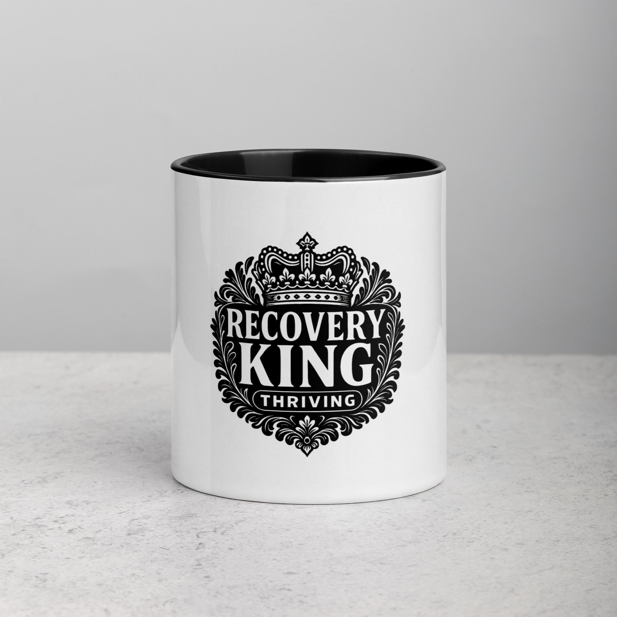 Recovery King Mug: Black Inside, Thriving Gift