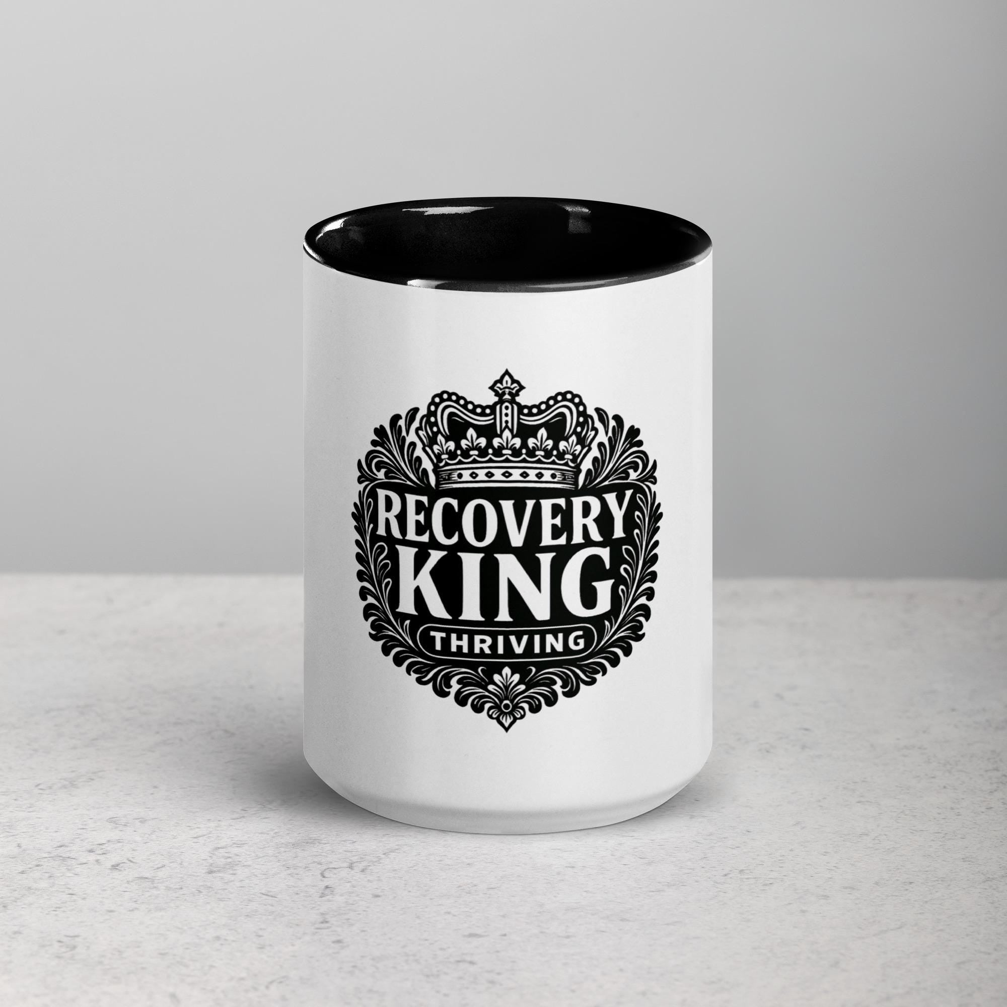 Recovery King Mug: Black Inside, Thriving Gift