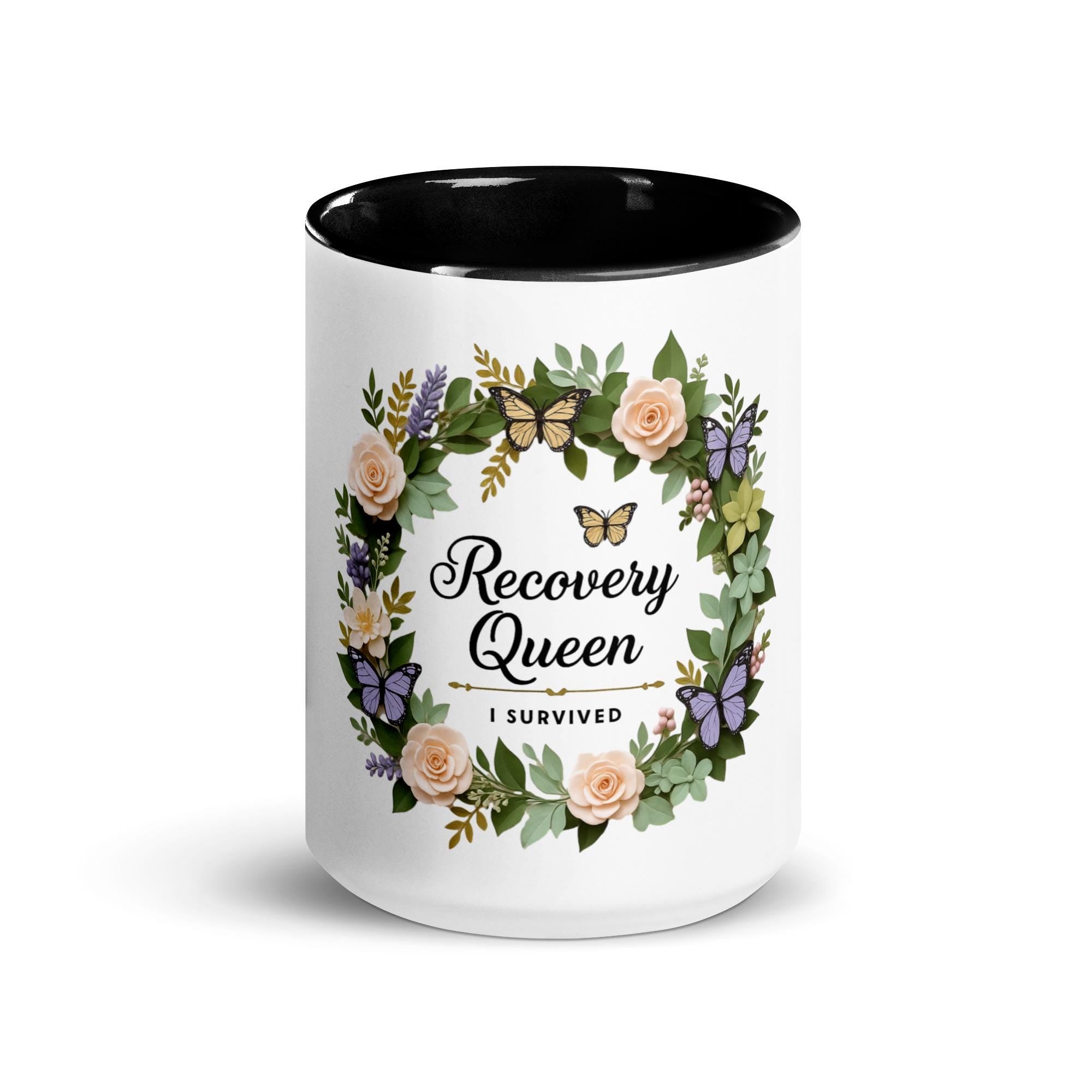 Recovery Queen Butterfly Mug: Colorful Ceramic Coffee Cup