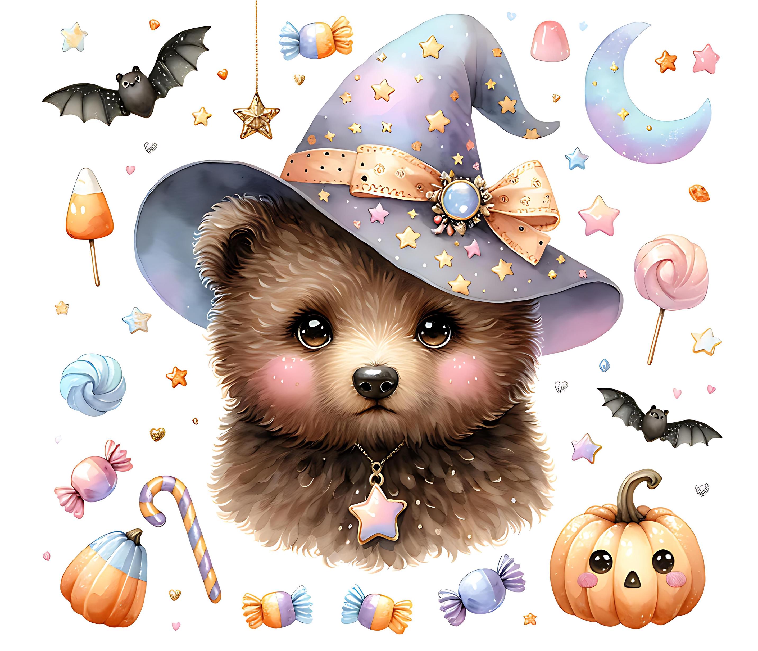 Halloween Bear Cub PNG: Trick or Treat, Fall Pumpkin (Digital Download)