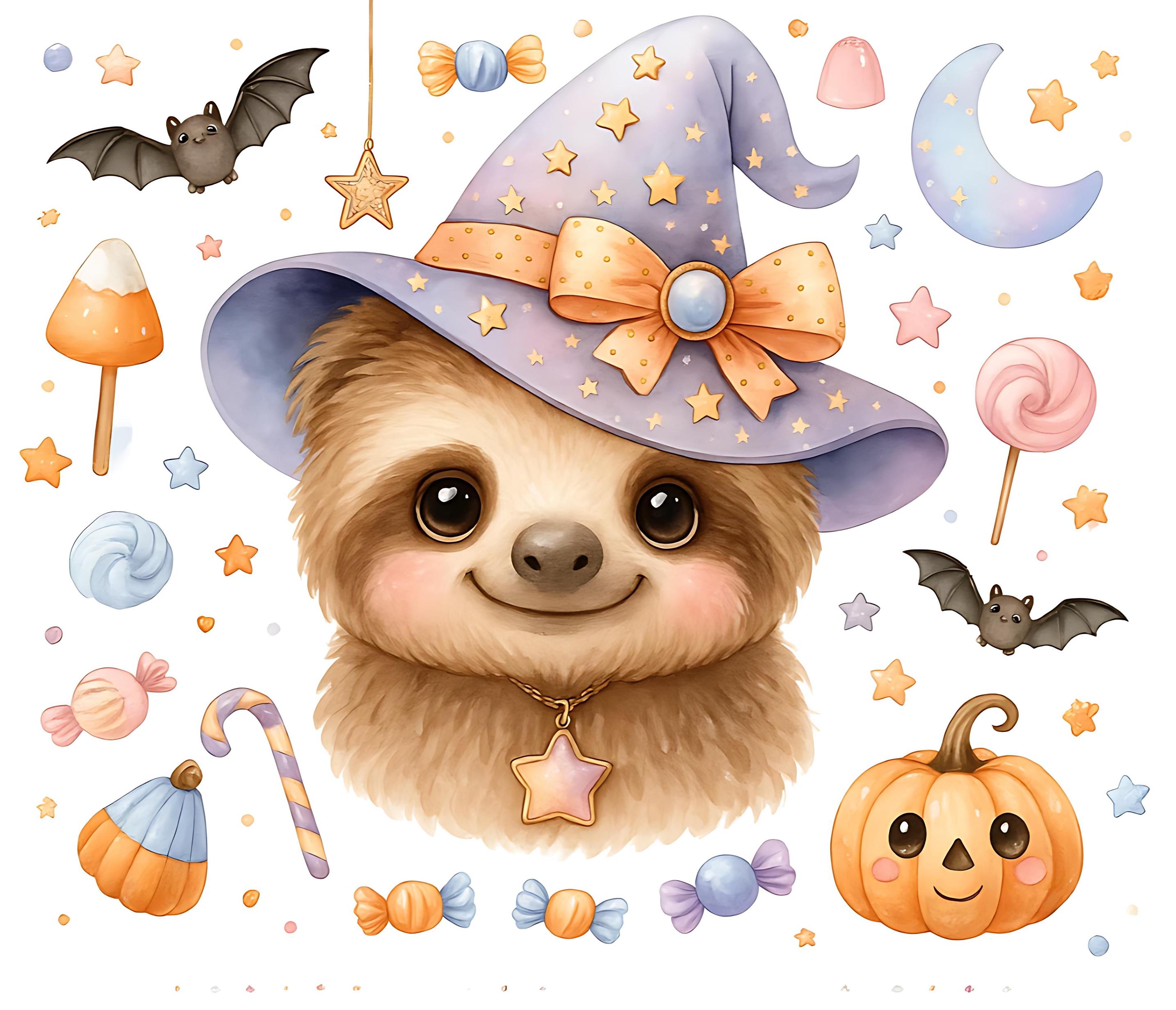 Sloth Baby Halloween PNG file, Halloween sloth, cute boo, Trick or Treat png, cute sloth png, candy sloth, fall pumpkin, baby sloth, sloth