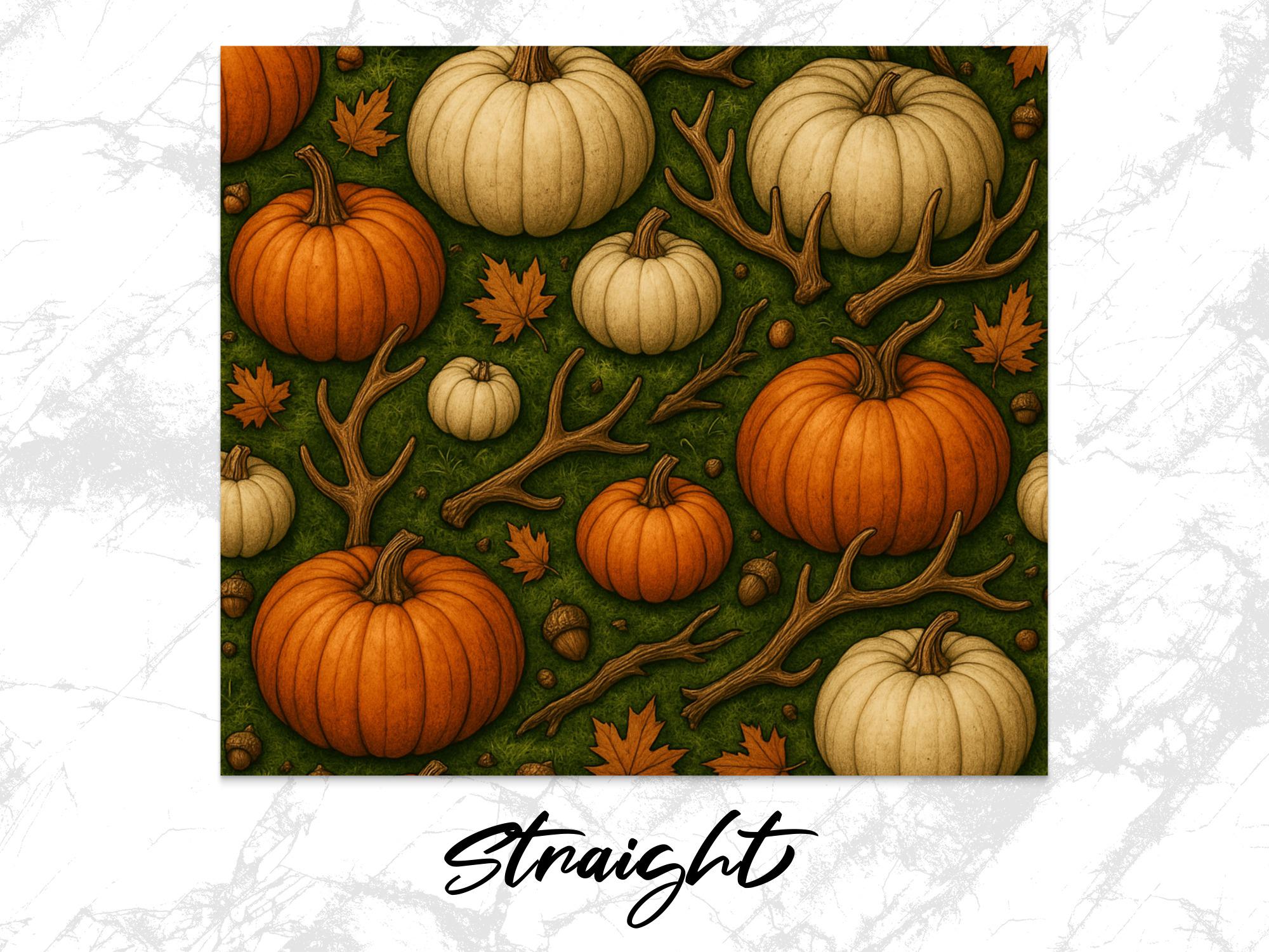 Pumpkin Antler Tumbler Wrap: Fall Harvest Design (Digital Download PNG File 20oz Tumbler )