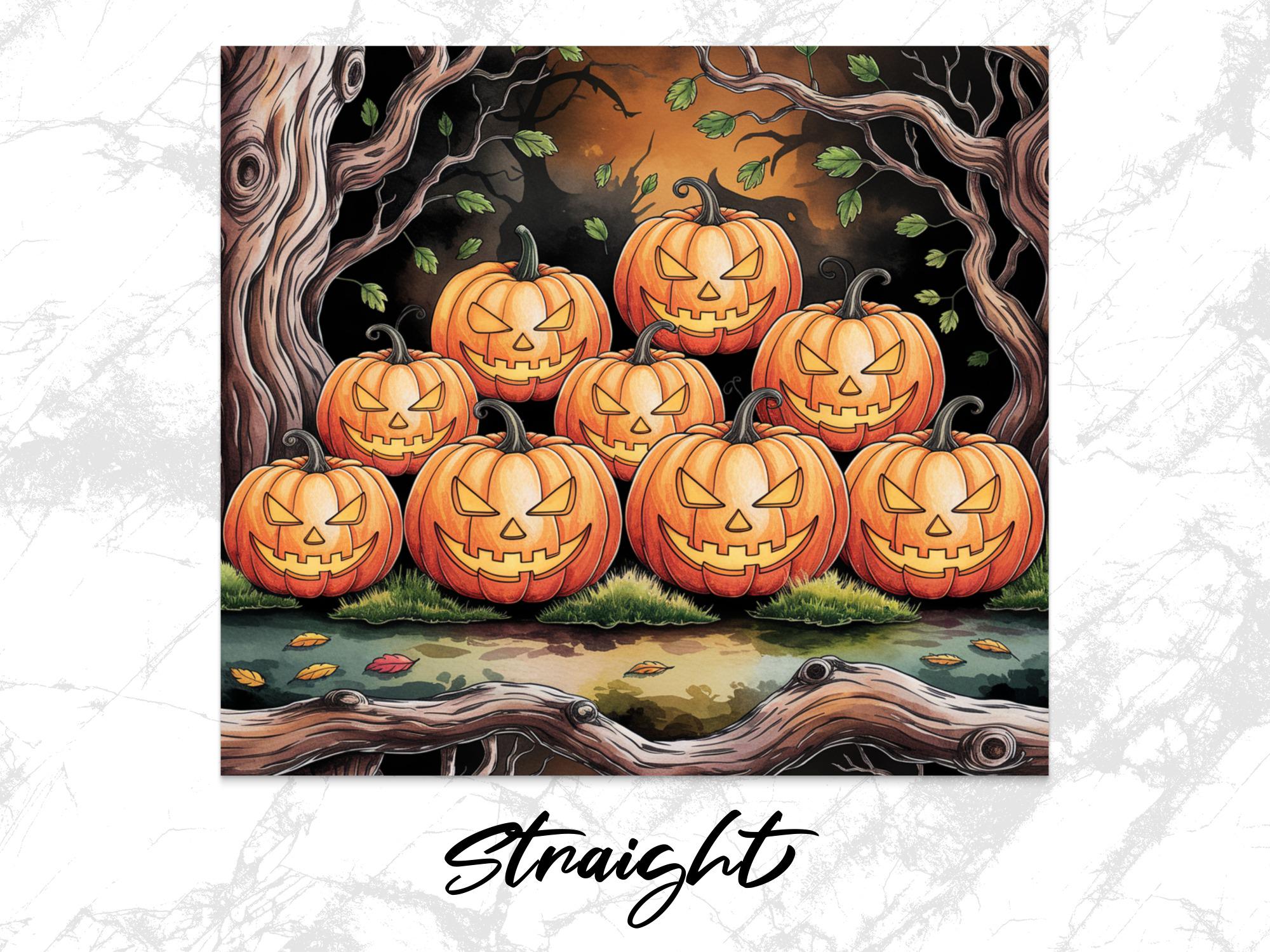 Spooky Halloween Pumpkins Tumbler Wrap - Sublimation Design (PNG Digital Download)