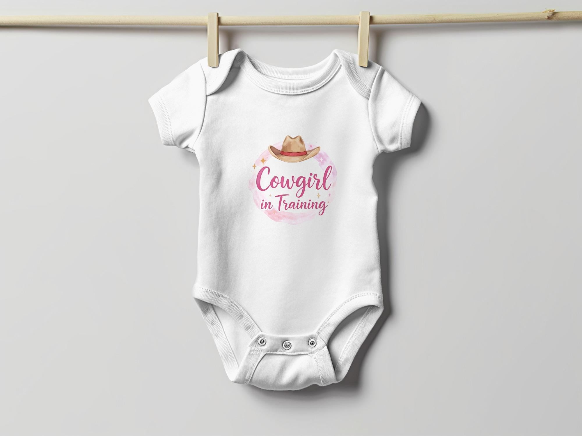 Cowgirl In Training Shirt: Watercolor Rodeo Tee, Pink Cowboy Hat Onesie