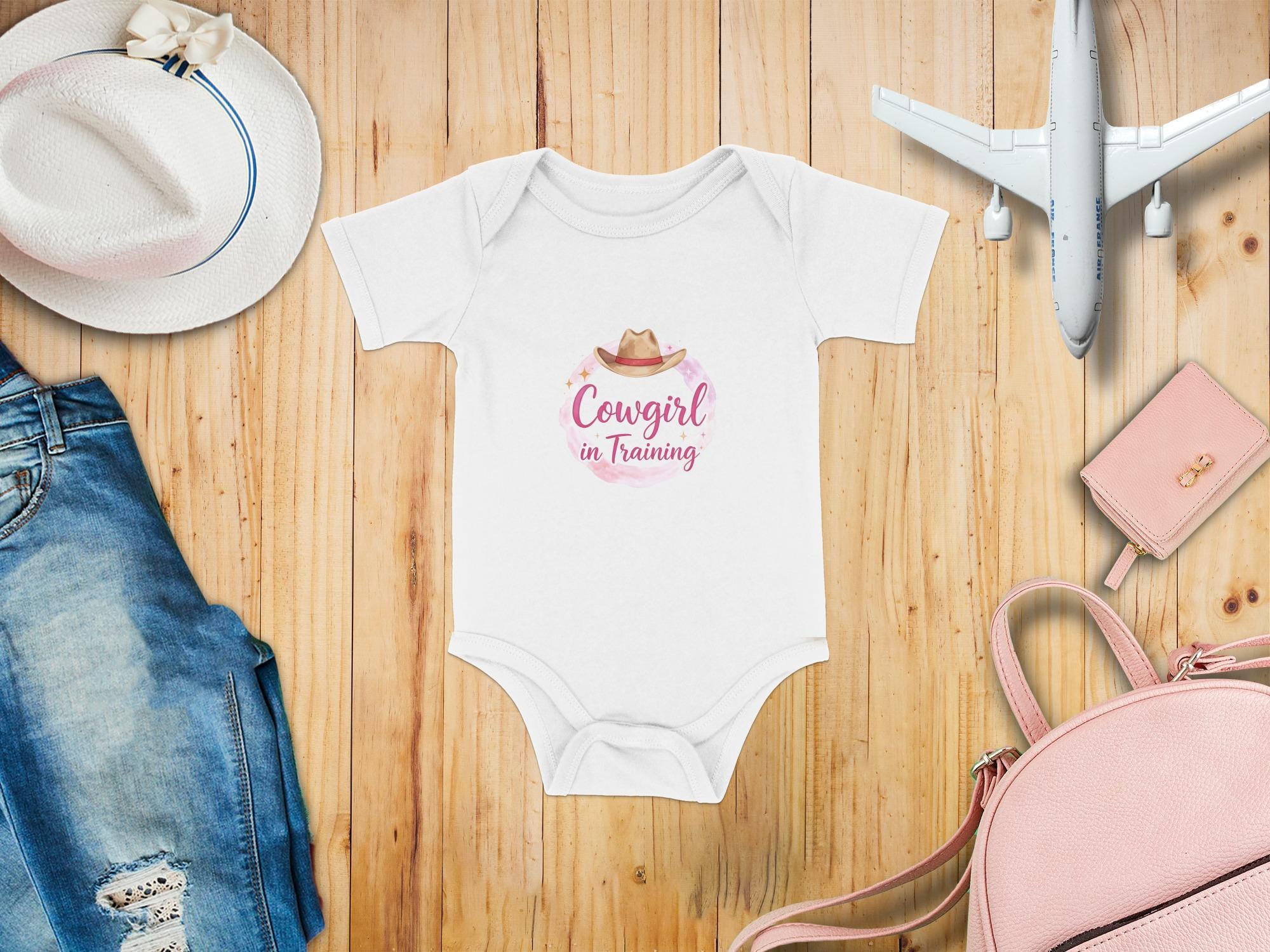 Cowgirl In Training Shirt: Watercolor Rodeo Tee, Pink Cowboy Hat Onesie
