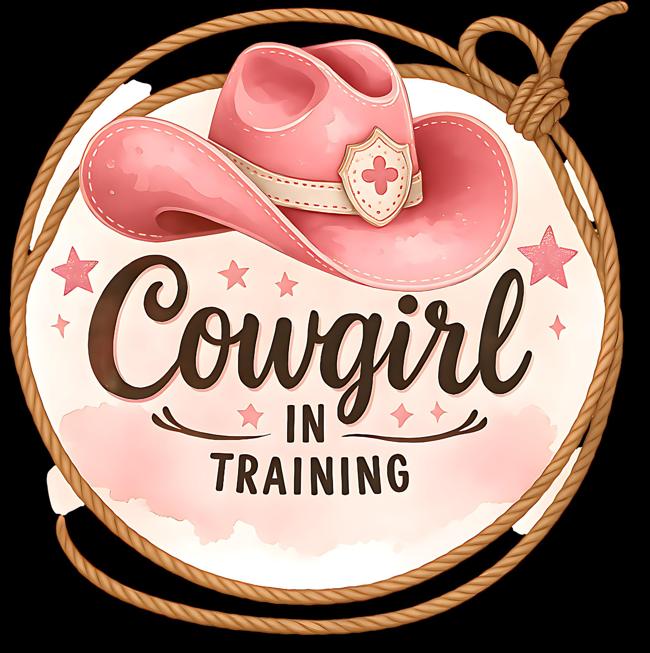 Cowgirl in Training T-Shirt: Western Baby Girl with Pink Cowgirl Hat (Digital Download)