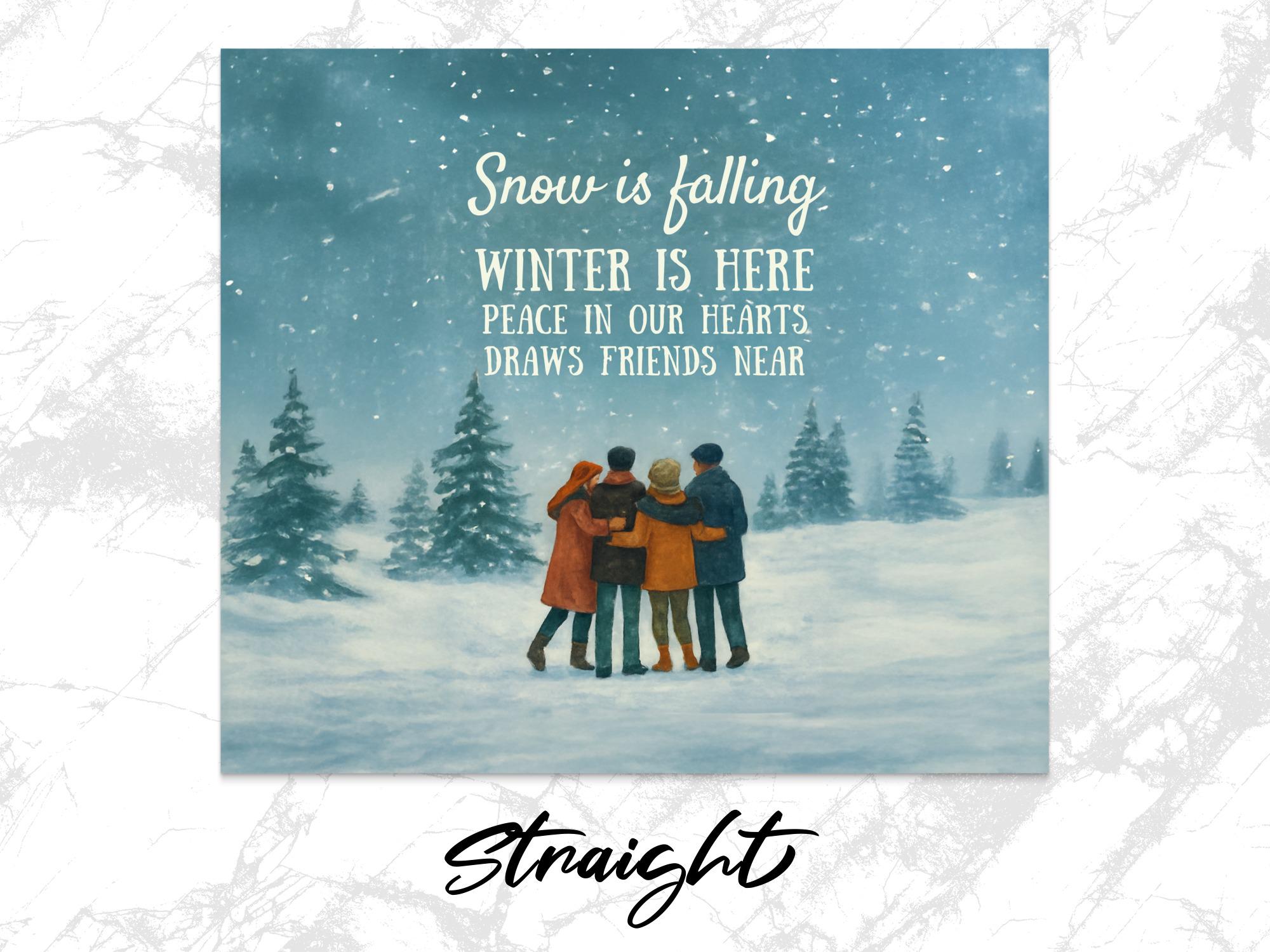 Winter Friends Tumbler Wrap: Snow Scene Sublimation Design (20oz Tumbler) (Digital Download