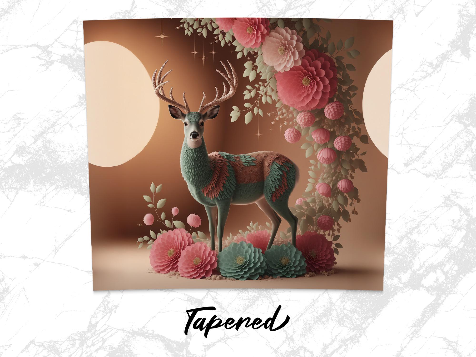 Floral Deer Tumbler Wrap: Sublimation Design PNG (Digital Download)