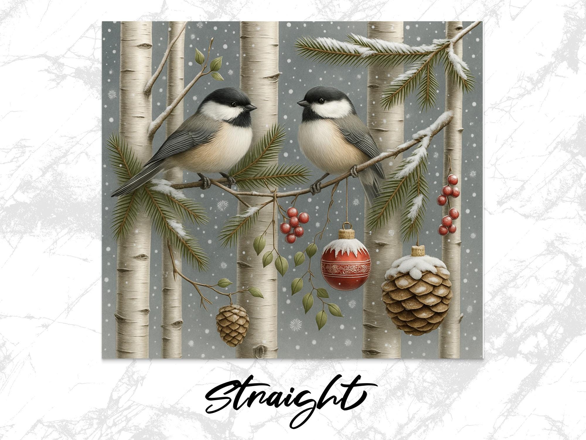 Chickadee Winter Tumbler Wrap: Christmas Bird PNG (Digital Download)