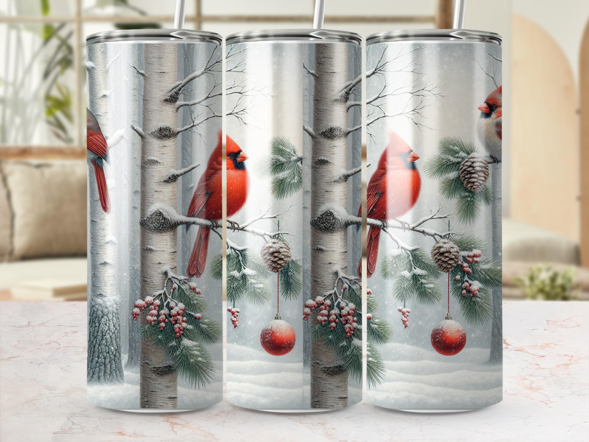 Christmas Cardinal Tumbler Wrap: 20oz Skinny Tumbler Sublimation Design (PNG Digital Download
