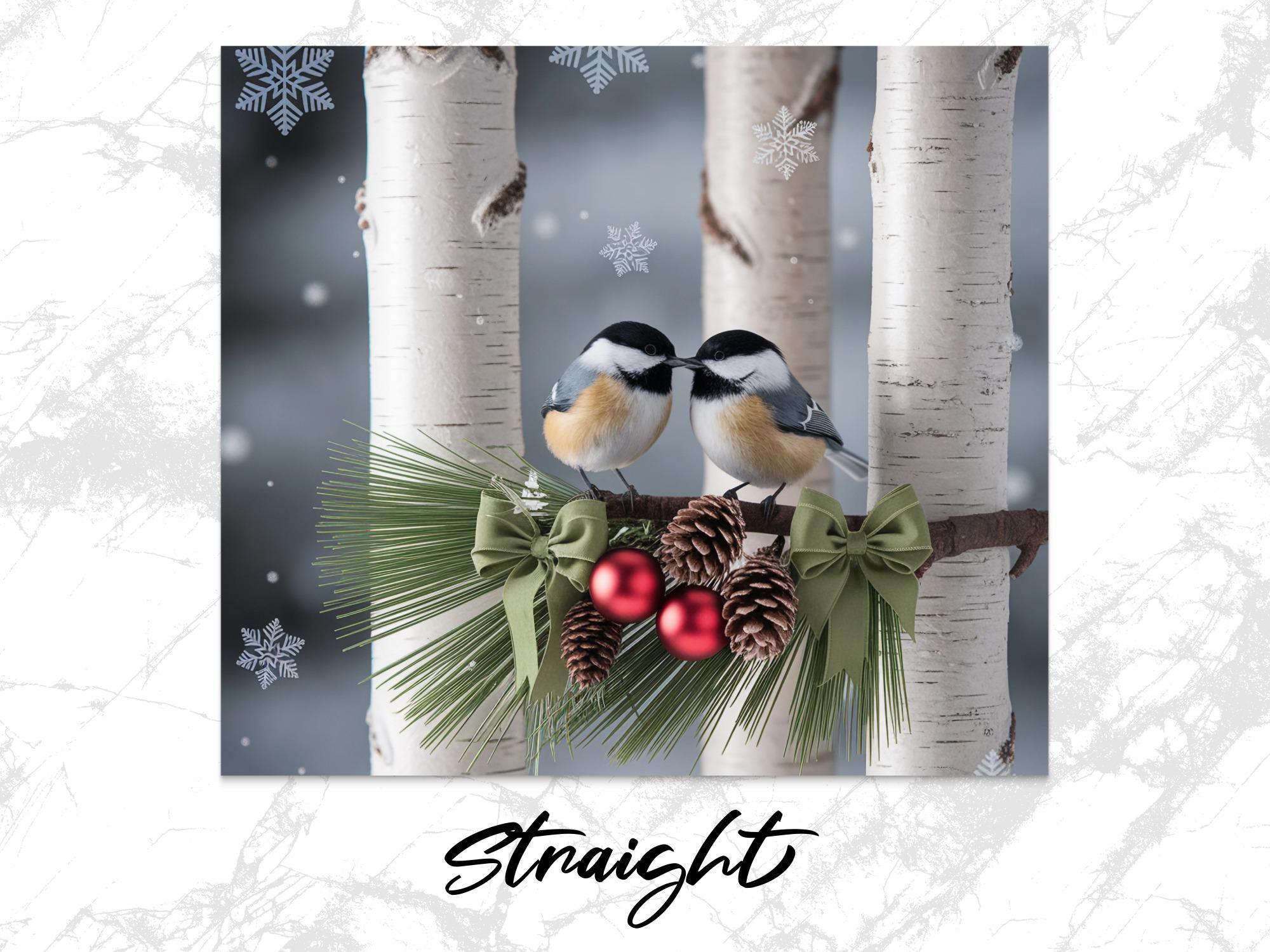 Chickadee Winter Tumbler Wrap: Birch & Pine Sublimation Design (PNG Digital Download)
