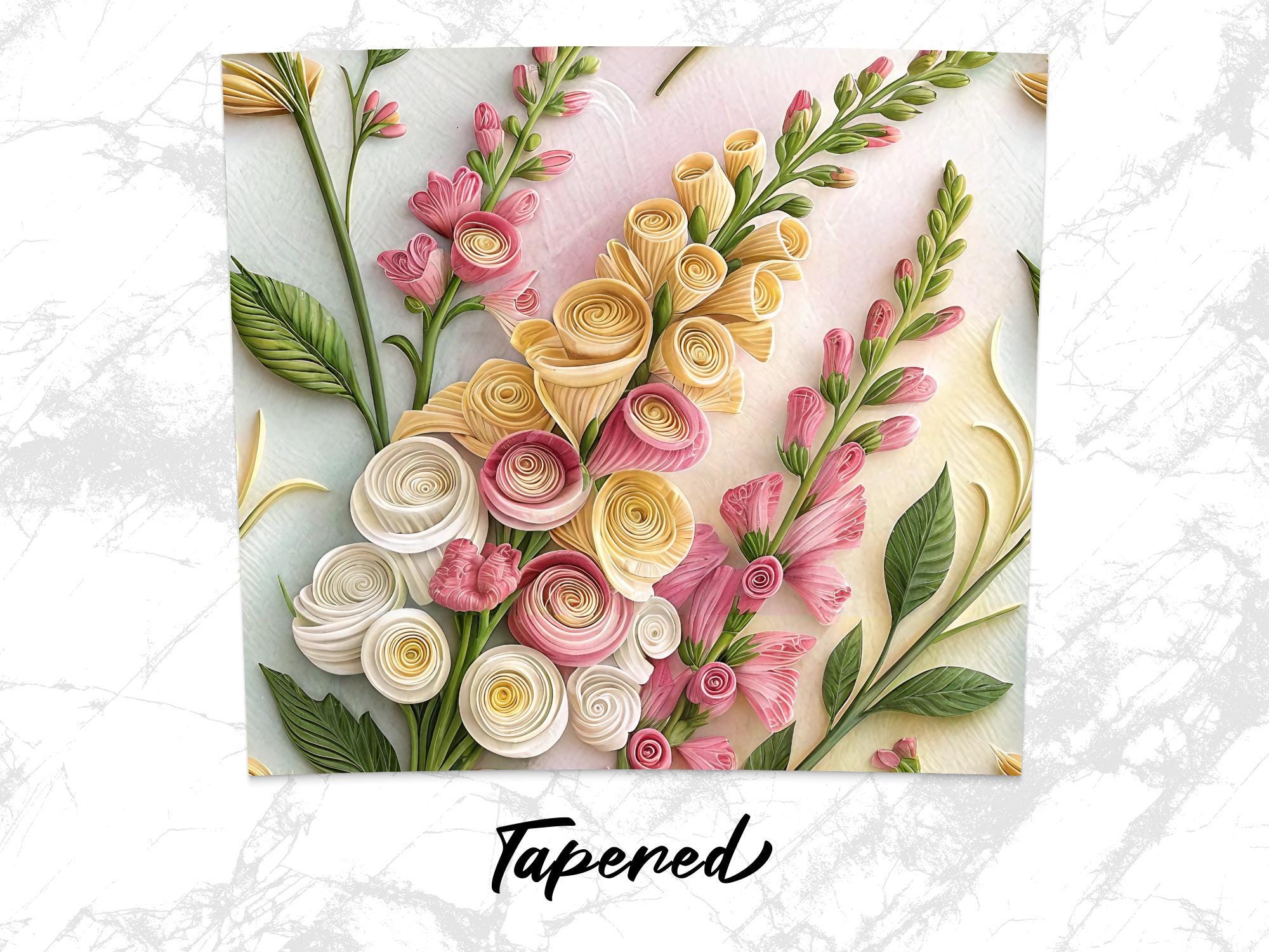 Floral Paper Quilling Tumbler Wrap: Rose & Snapdragon Design (PNG Digital Download)