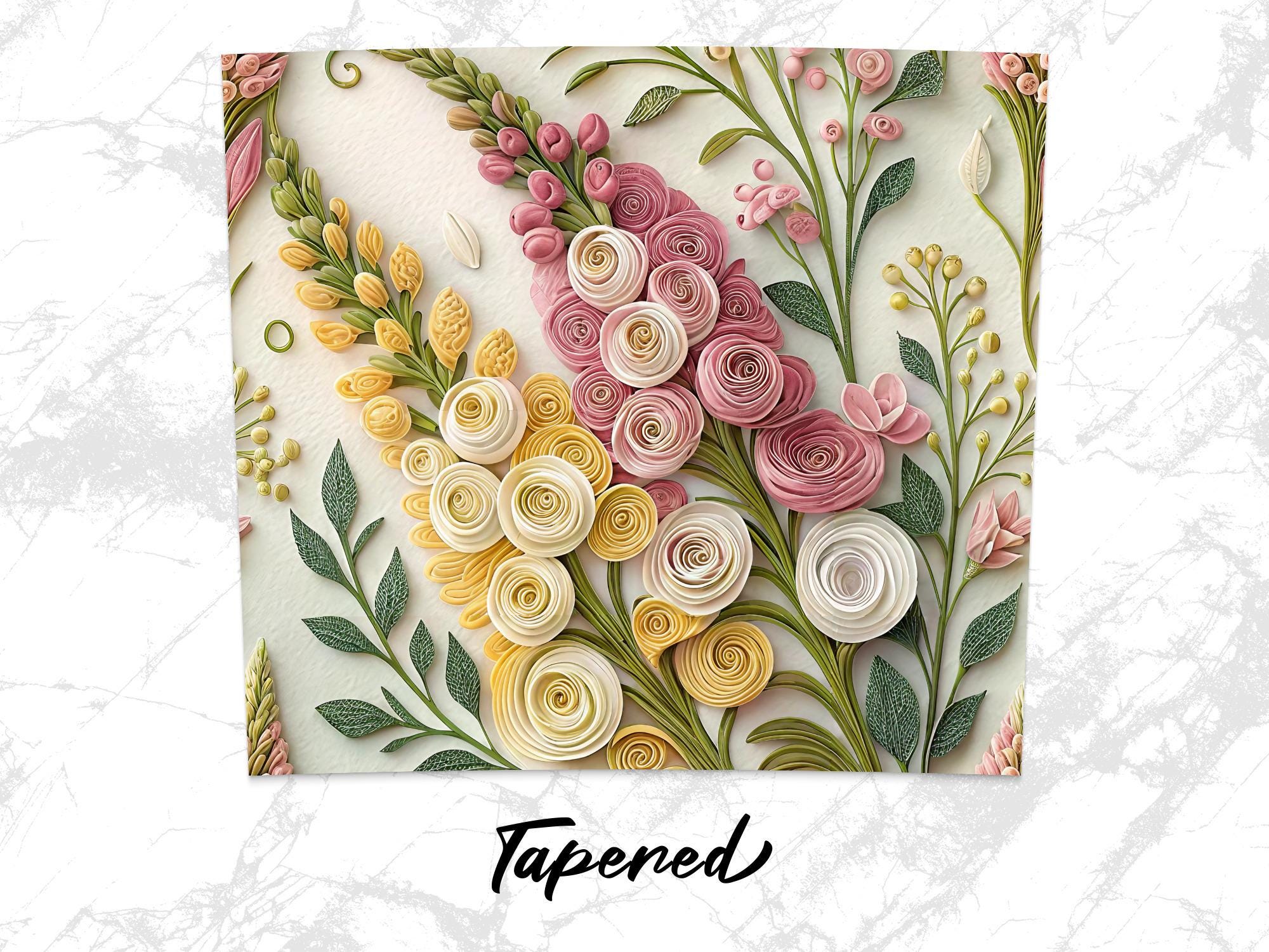 Quilled Flower Tumbler Wrap: Paper Filigree Sublimation Design (Digital Download)