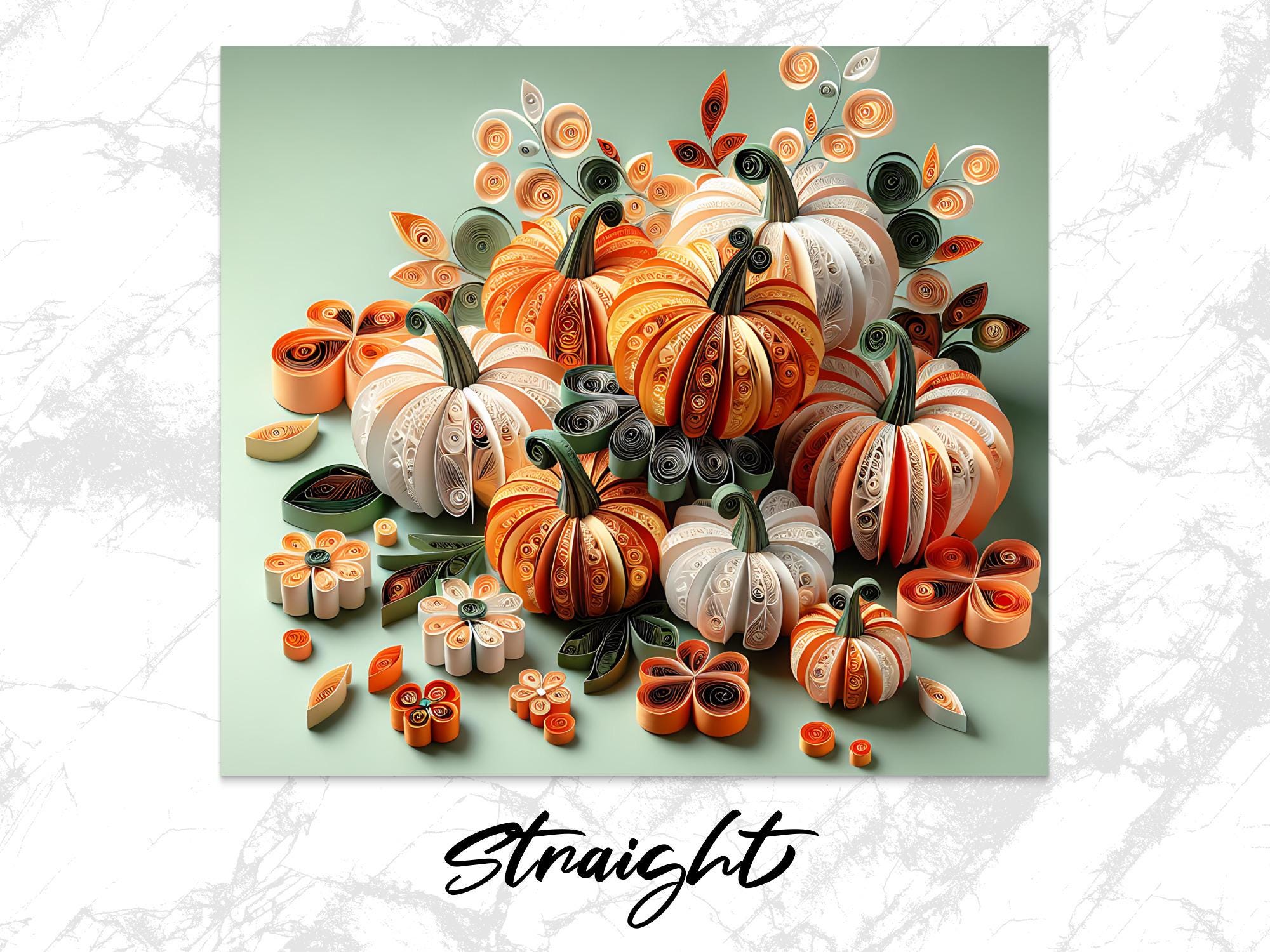Quilled Pumpkin Tumbler Wrap: Fall Paper Art (20oz Skinny Tumbler PNG Digital Download
