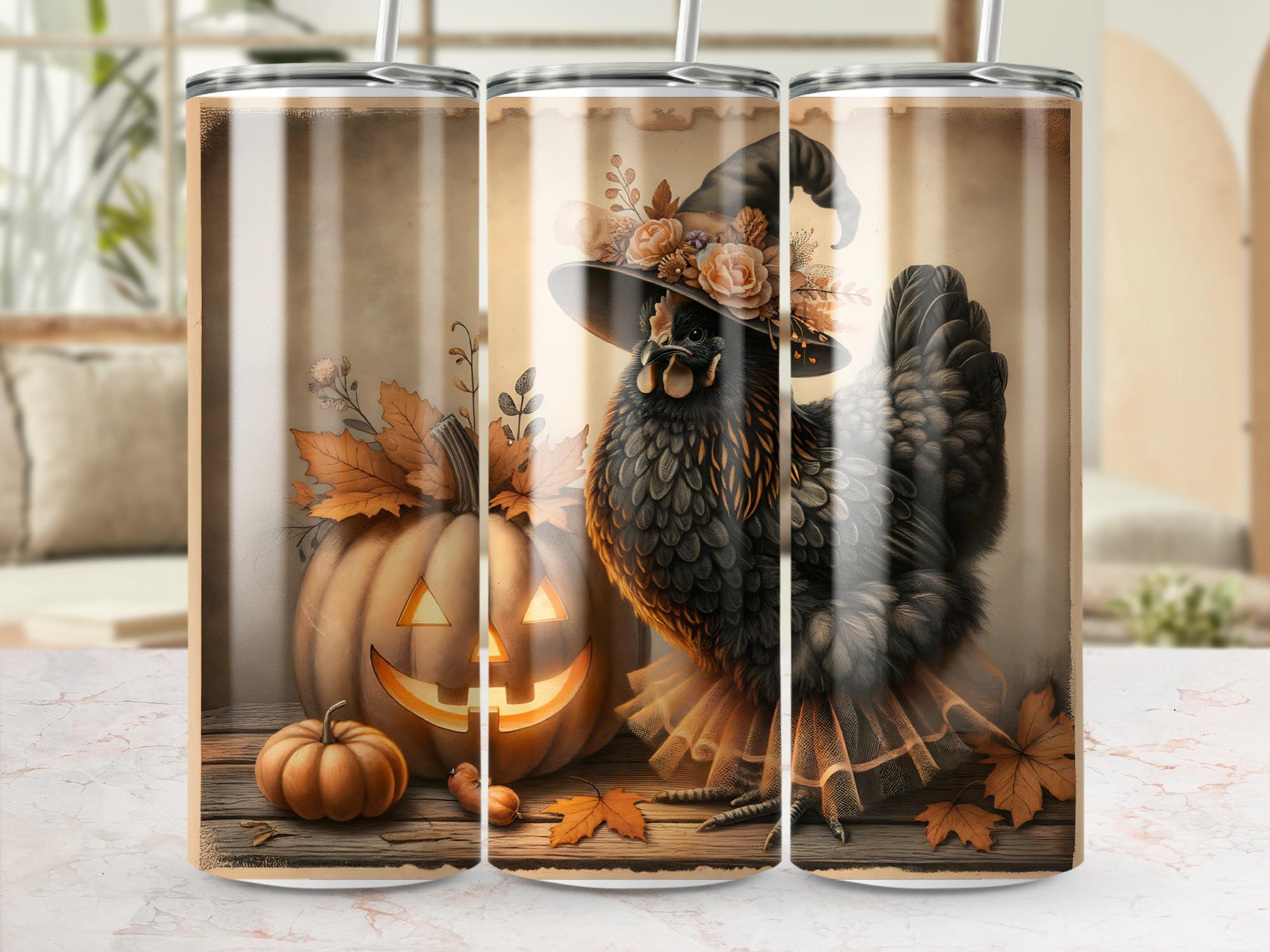 Witchy Chicken Halloween Tumbler Wrap: Fall Sublimation Design (Digital Download)