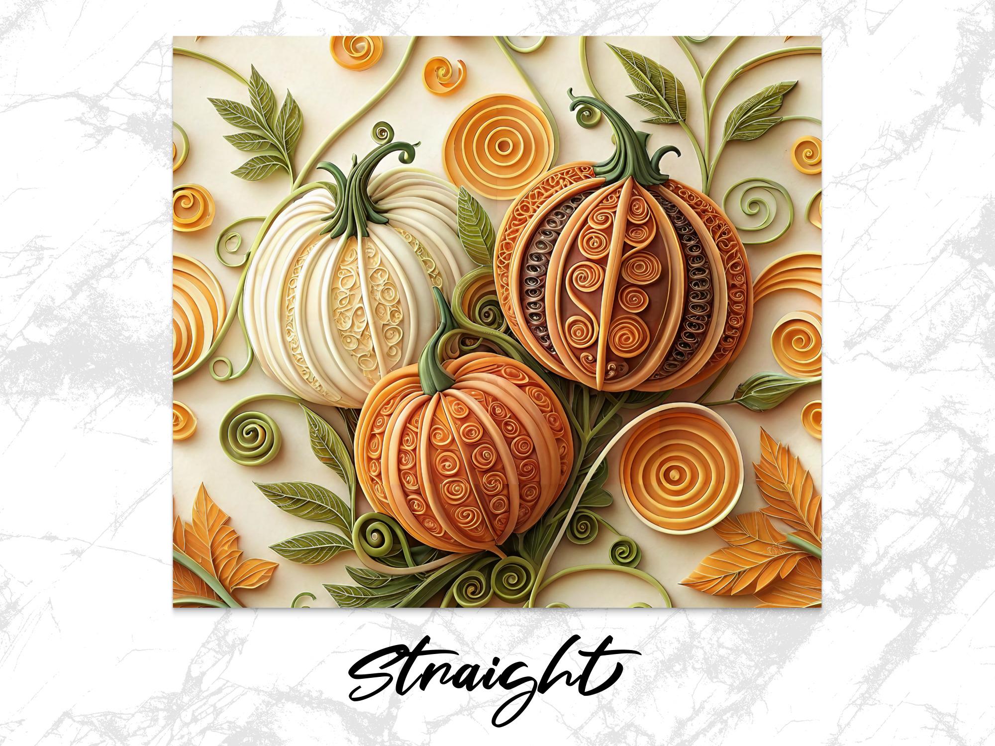 Fall Pumpkin Tumbler Wrap: Autumn Harvest Swirls (20oz PNG Digital Download, paper quilling art,