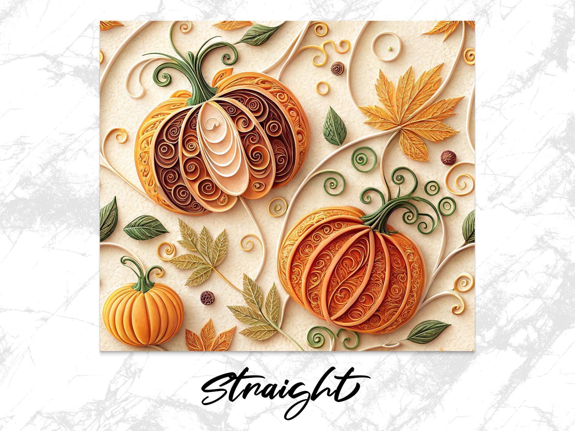 Fall Leaves Pumpkin Tumbler Wrap: Autumn Sublimation Design (Digital Download