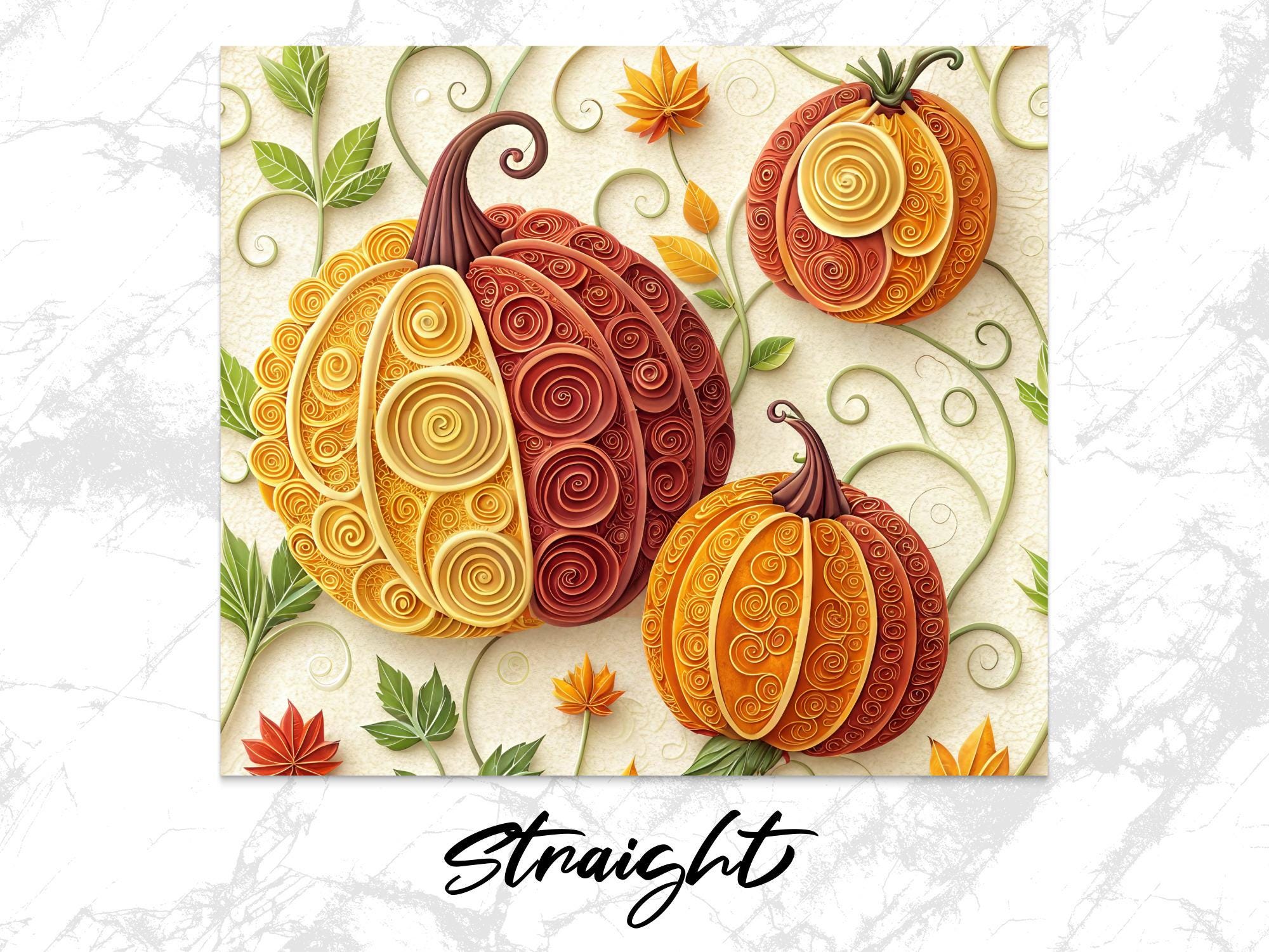 Quilling Pumpkin Tumbler Wrap: Autumn Fall Design (PNG Digital Download for 20oz Tumbler)