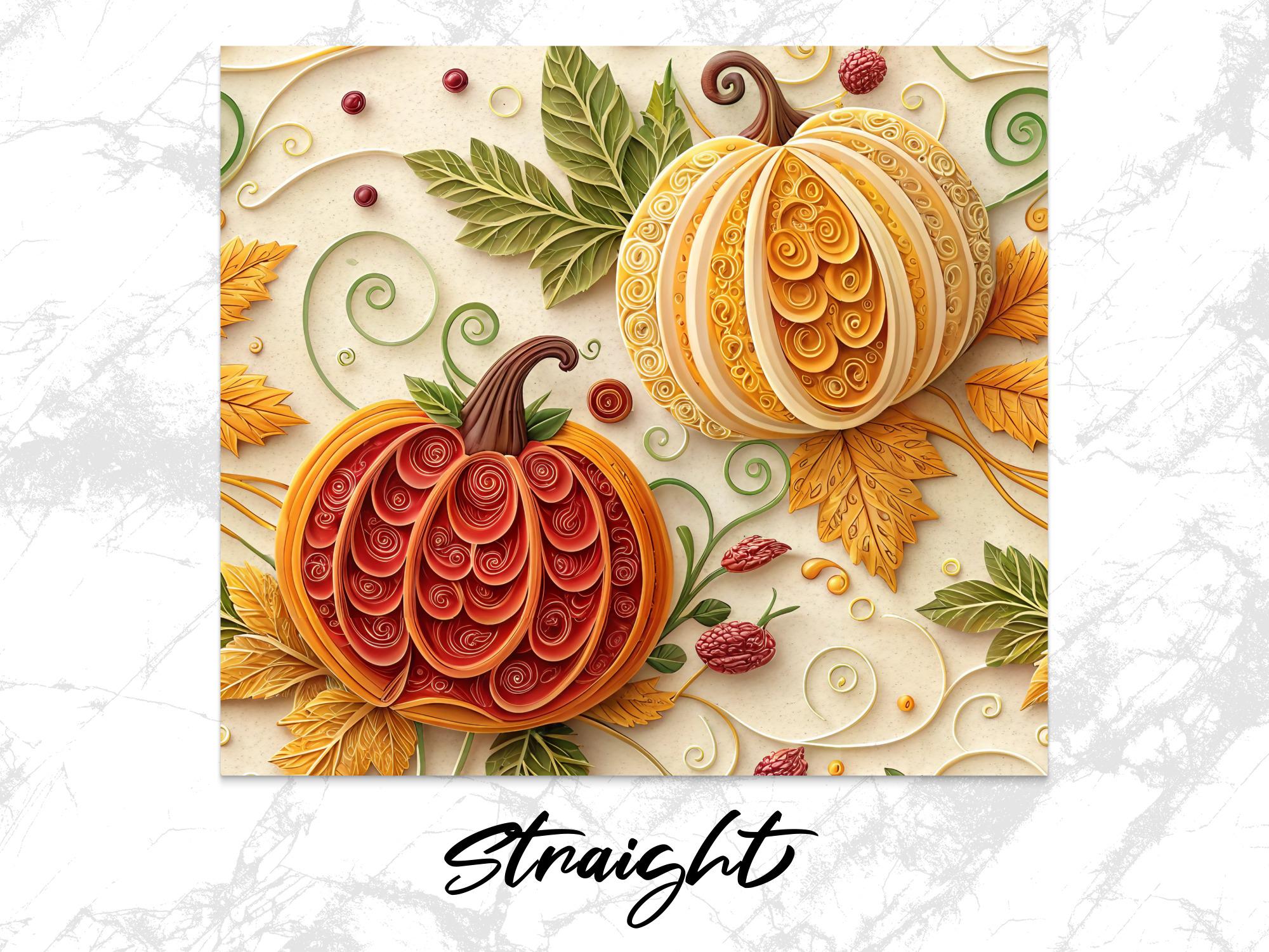 Fall Pumpkin Tumbler Wrap: Autumn Leaves Sublimation Design (Digital Download)