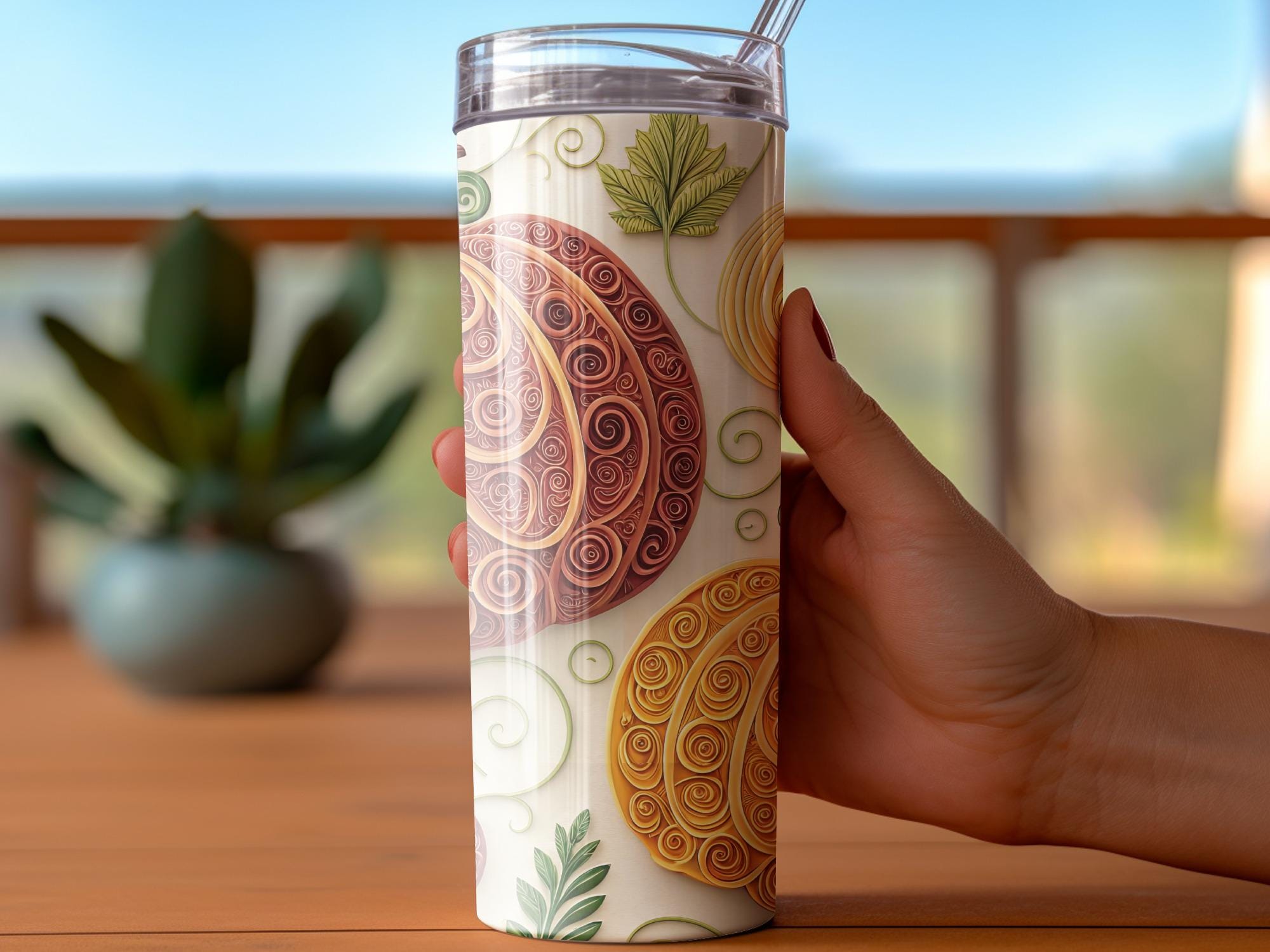 Quilled Pumpkins Tumbler Wrap: Fall Autumn Design (PNG Digital Download 20oz Tumbler