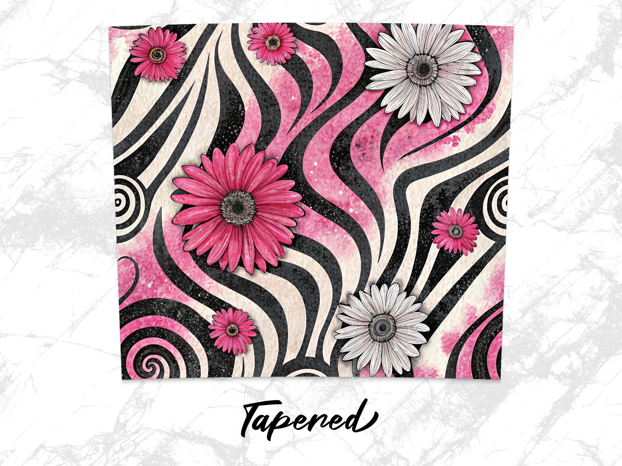 Floral Zebra Tumbler Wrap: Pink Daisy Sublimation Design (PNG Digital Download)