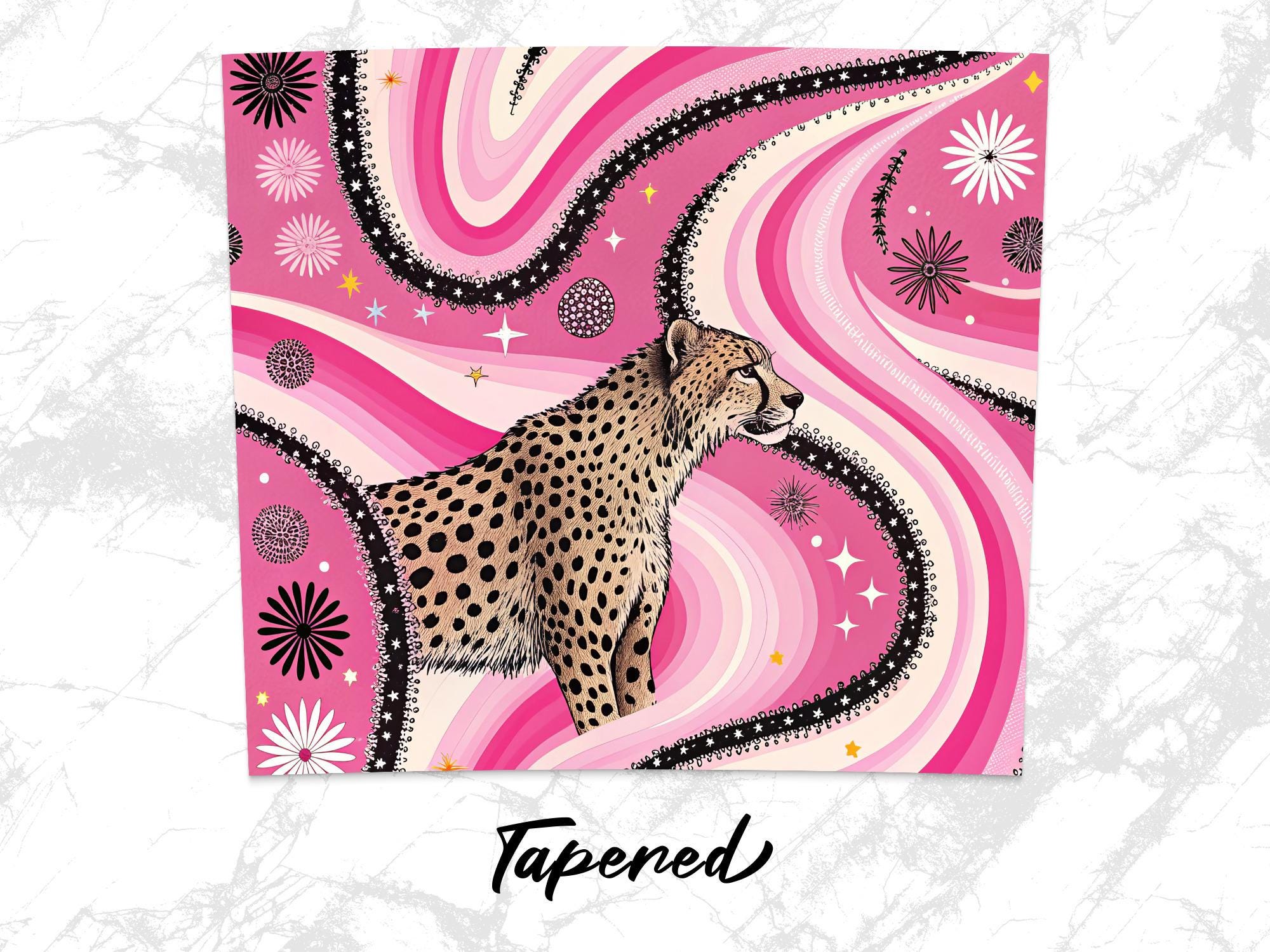 Cheetah Tumbler Wrap PNG: Retro Pink Swirls, Groovy Sublimation Design (Digital Download)