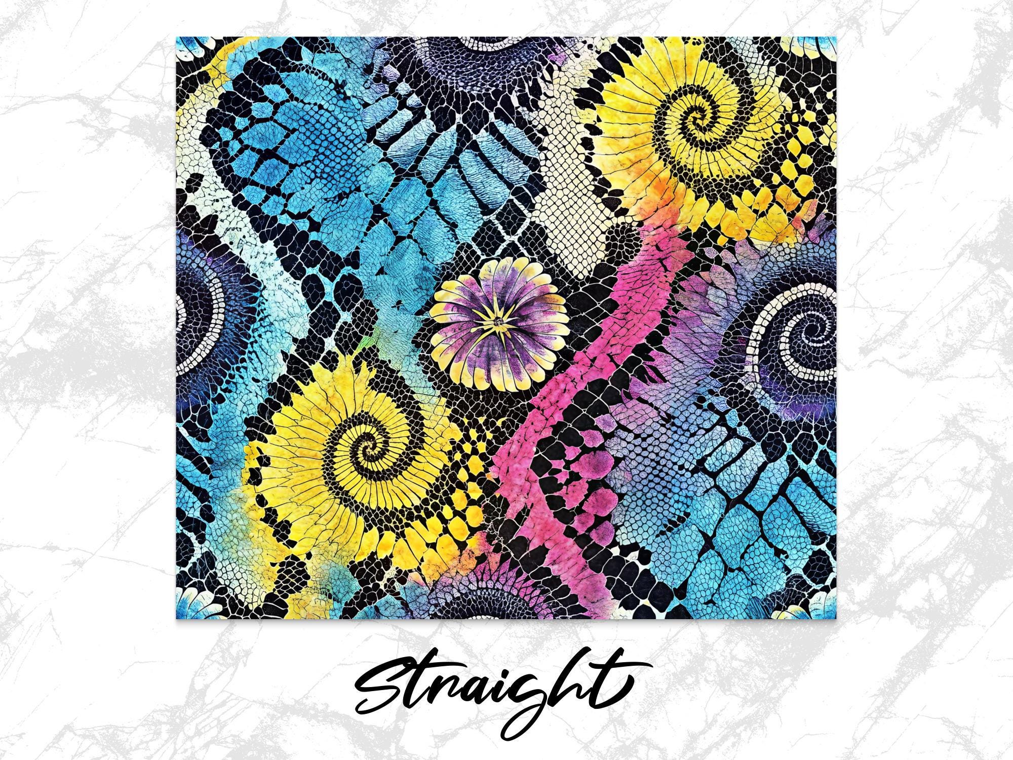 Floral Snakeskin Tumbler Wrap: Rainbow 20 oz Skinny Tumbler (Digital Download Design