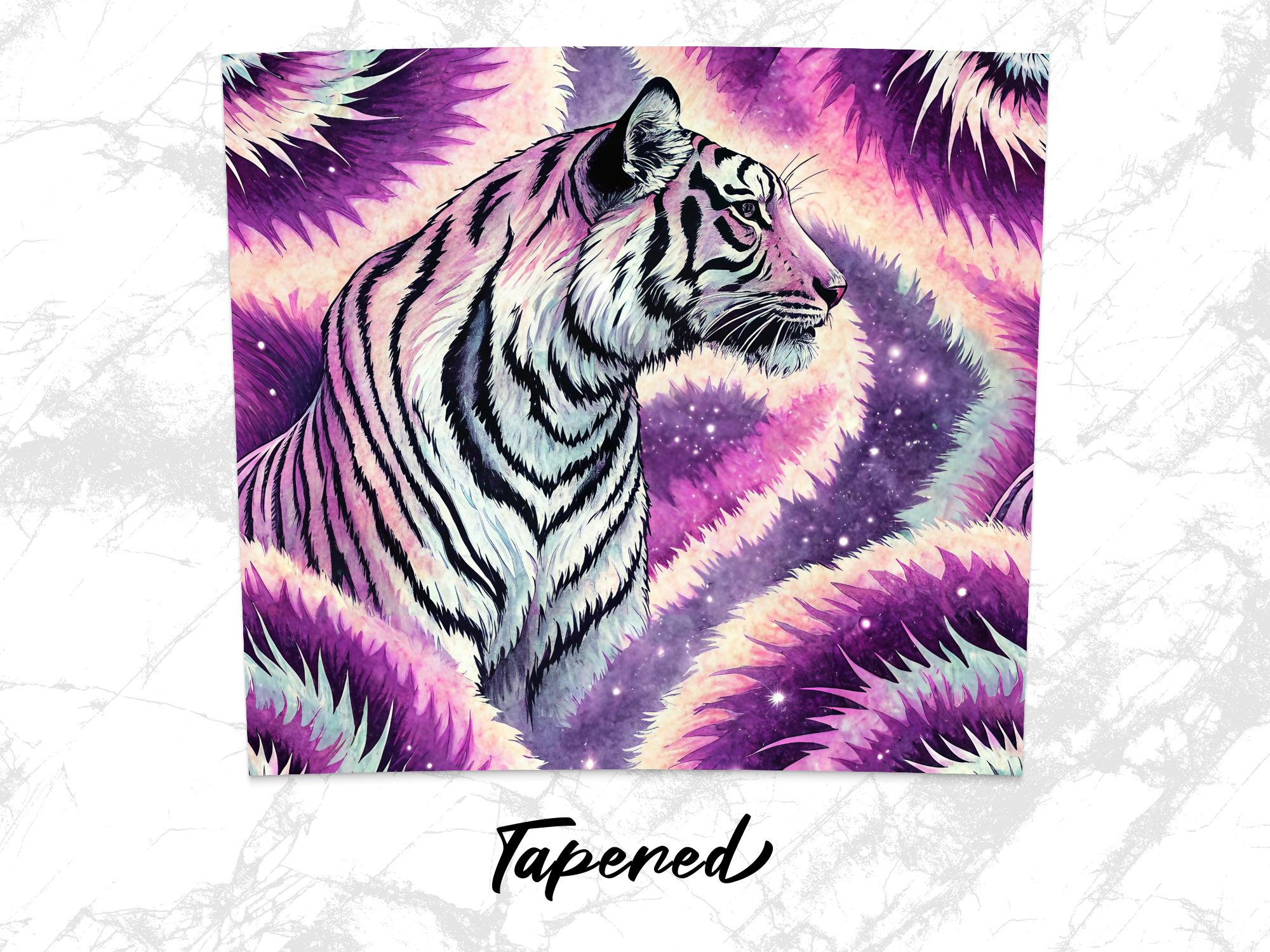 White Tiger Tumbler Wrap: Purple Galaxy Design (Digital Download)