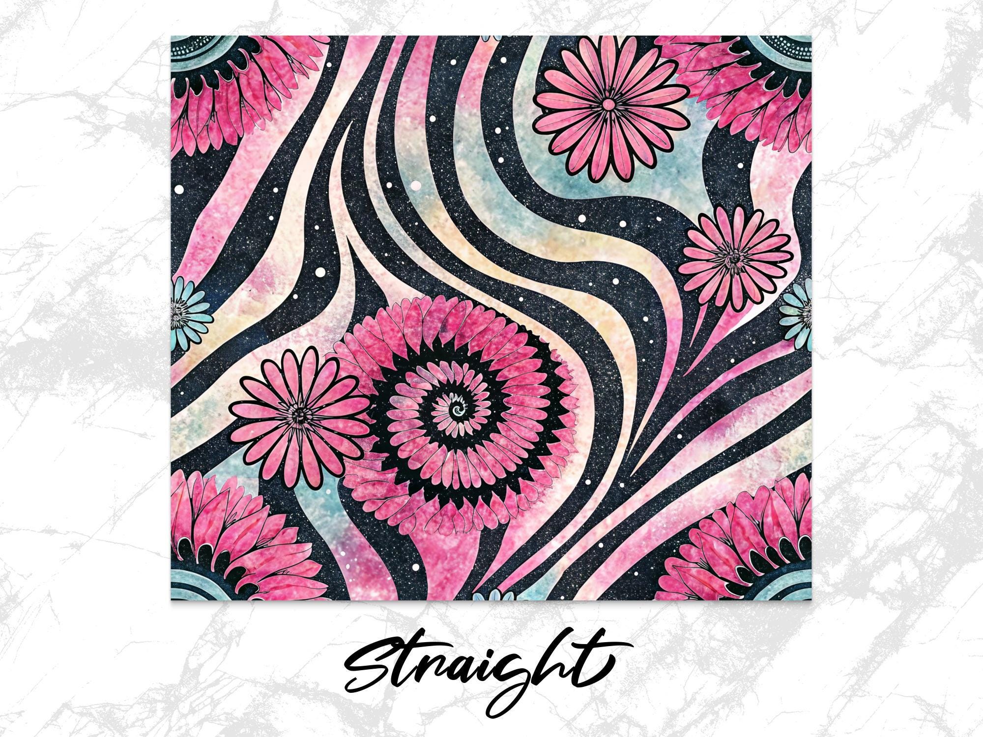 Pink Floral Zebra Print Tumbler Wrap: 20 oz Skinny Tumbler Design (Digital Download)