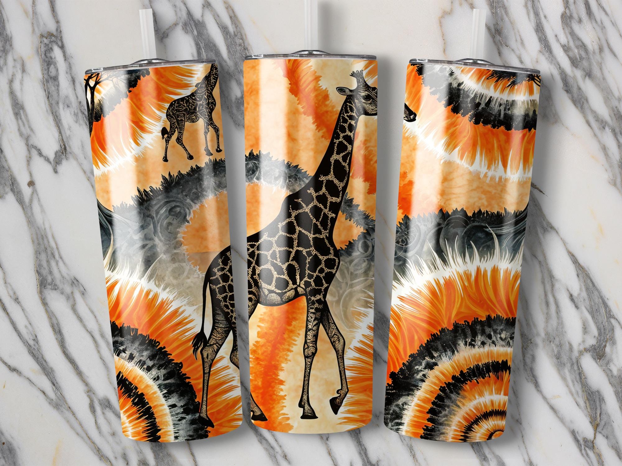 Giraffe Tumbler Wrap PNG: Tie Dye Animal Print, 20 oz Skinny Tumbler (Digital Download)
