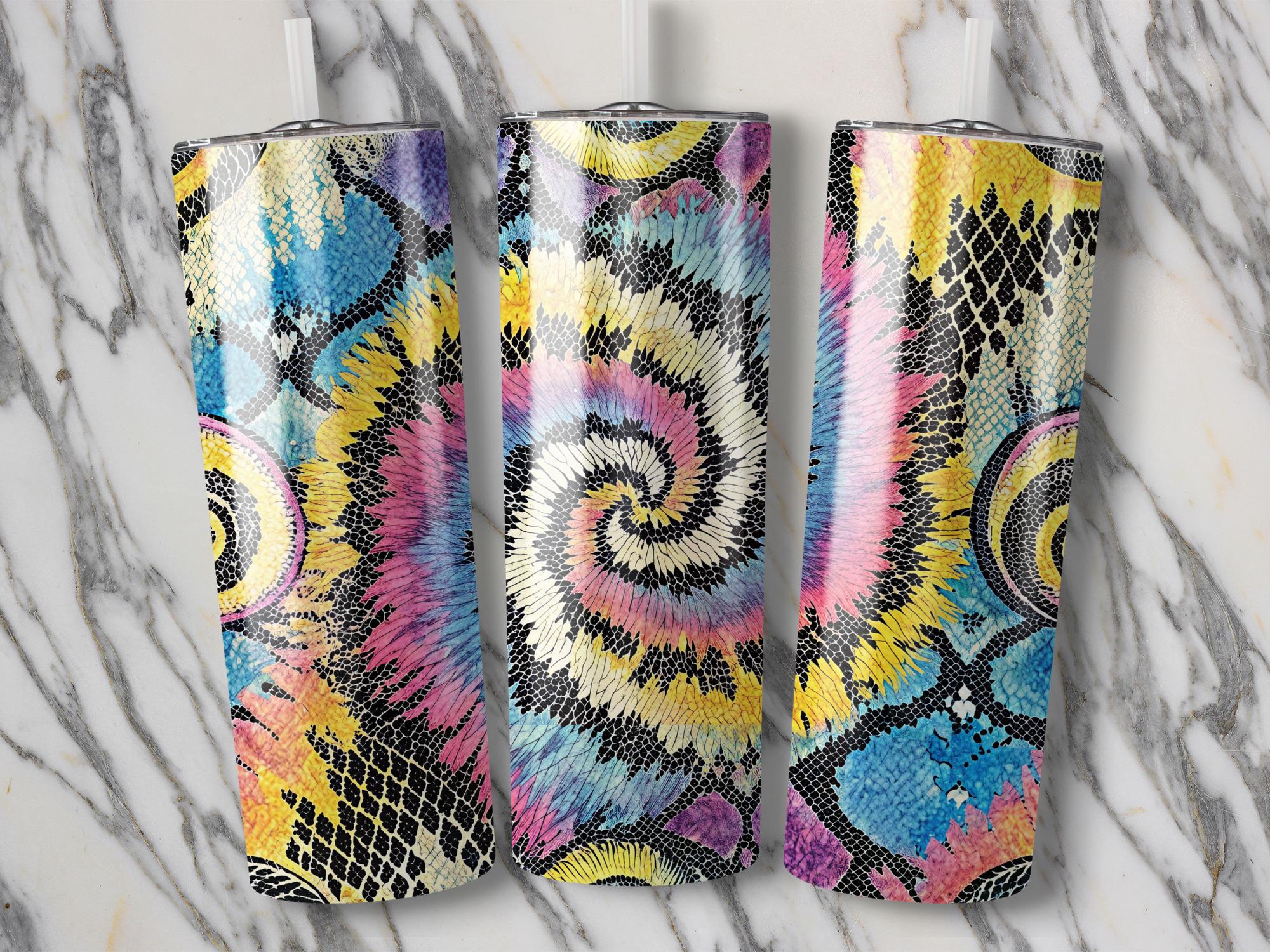 Rainbow Tie Dye Snake Skin Tumbler Wrap PNG: 20 oz Sublimation Design (Digital Download)