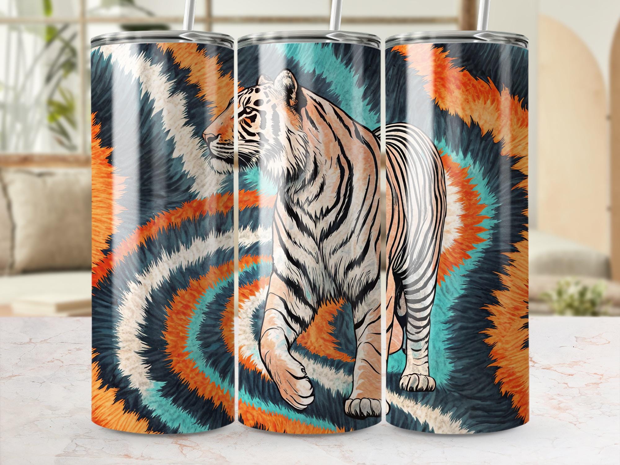 Tiger Tumbler Wrap PNG: Striped Fur Sublimation Design (Digital Download)