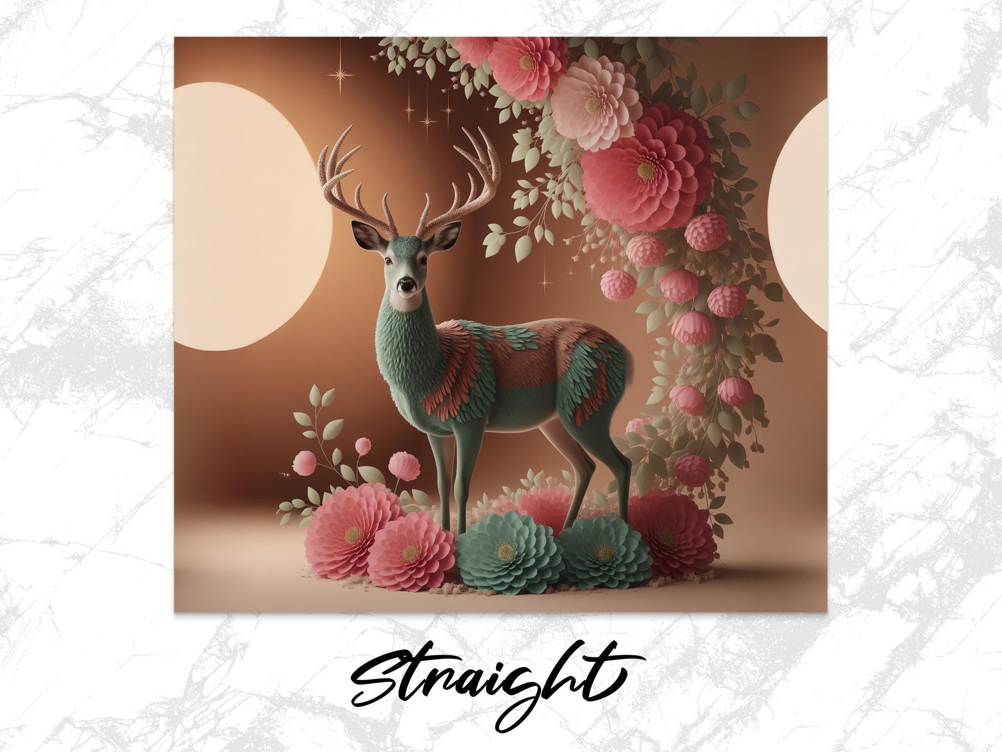 Floral Deer Tumbler Wrap: Sublimation Design PNG (Digital Download)