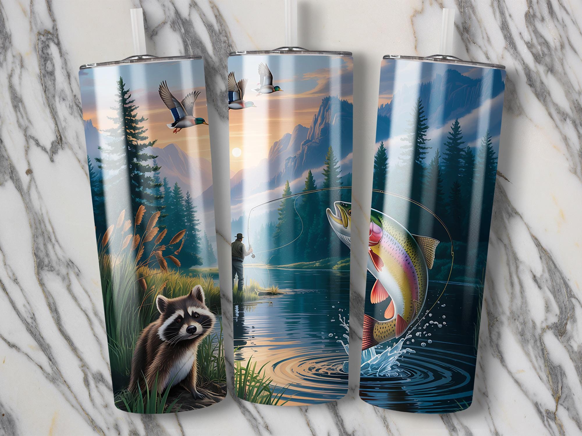 Trout Fishing Tumbler Wrap: Outdoors Sublimation Design (Digital Download)