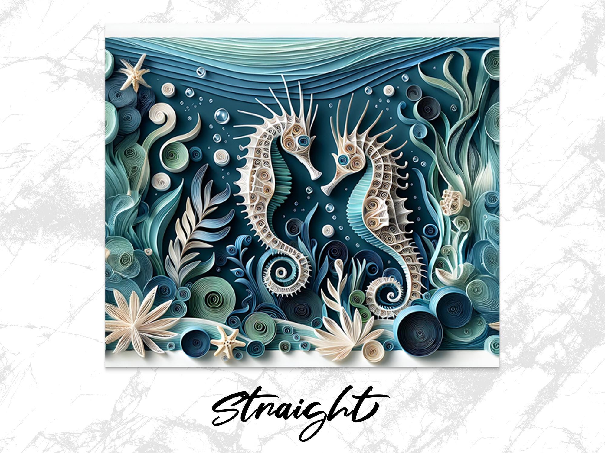 Seahorse Tumbler Wrap, 20oz Skinny Tumbler PNG, Ocean Sea life Sublimation Designs, Ocean Life Tumbler Wrap, Digital Download