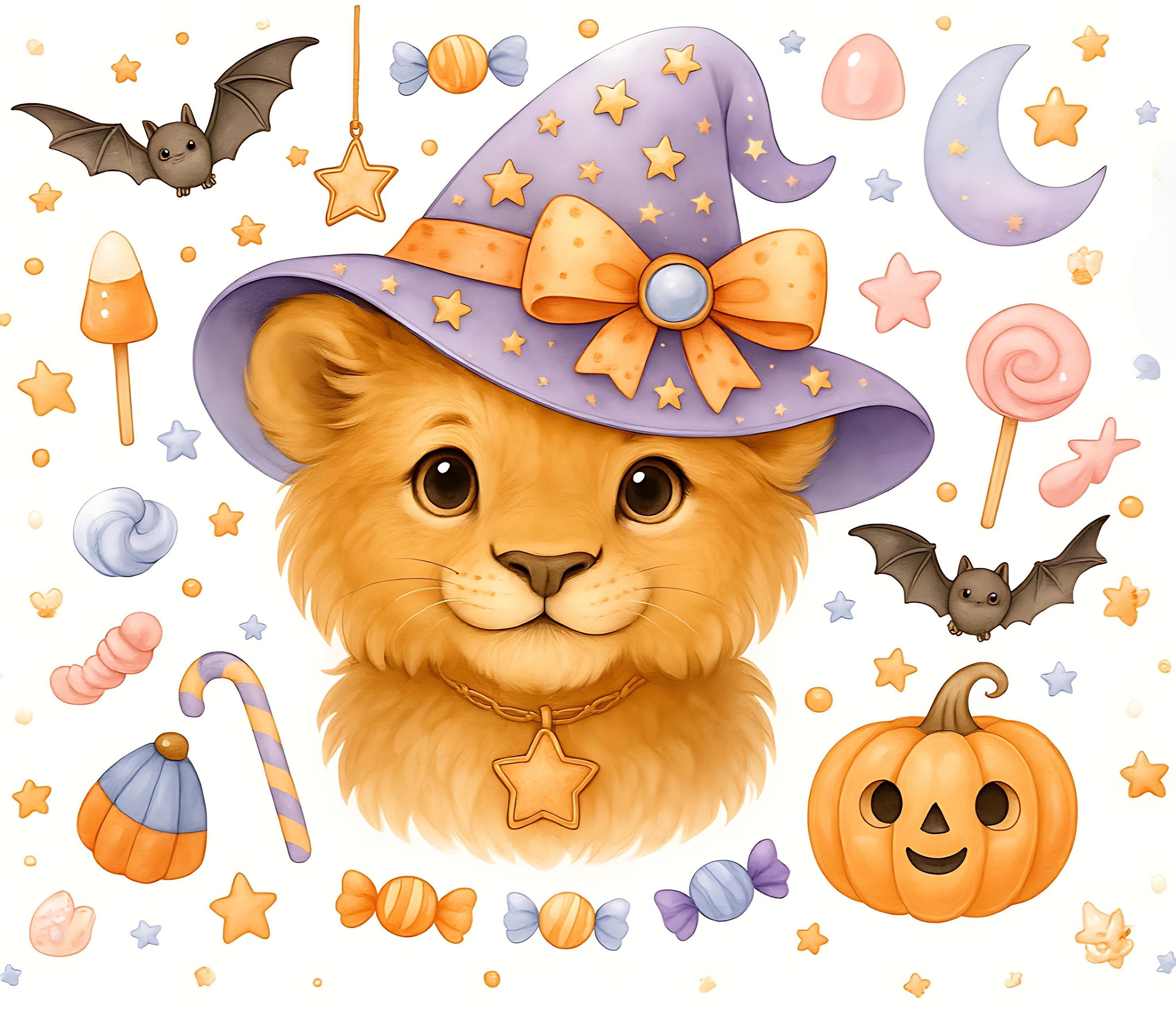 Lion cub Halloween PNG file, Halloween lion, cute boo, Trick or Treat png, cute lion png, autumn PNG, fall pumpkin, baby lion, fall lion