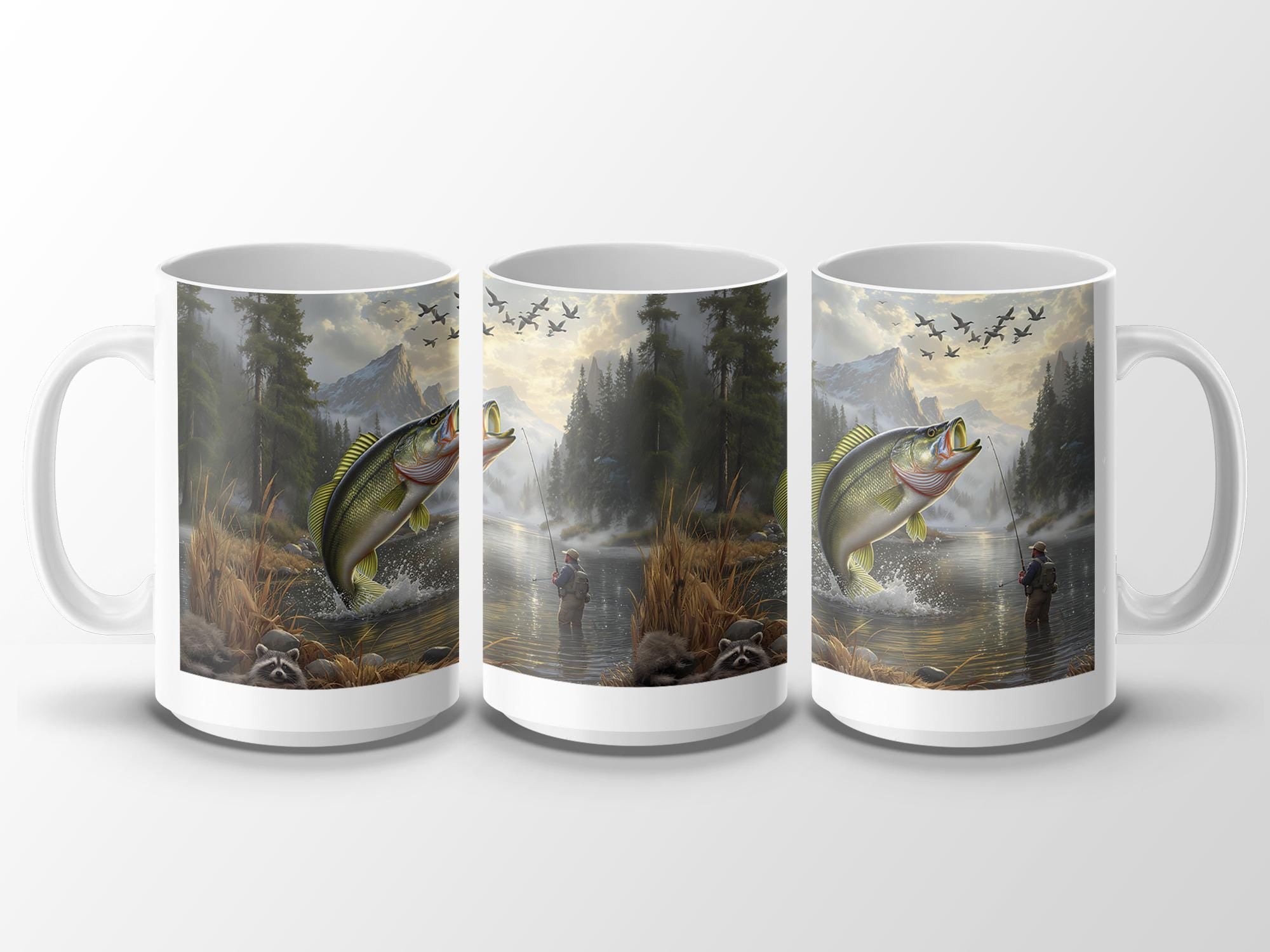 Largemouth Bass Fishing Mug: Ceramic Coffee Cup, Fisherman Gift