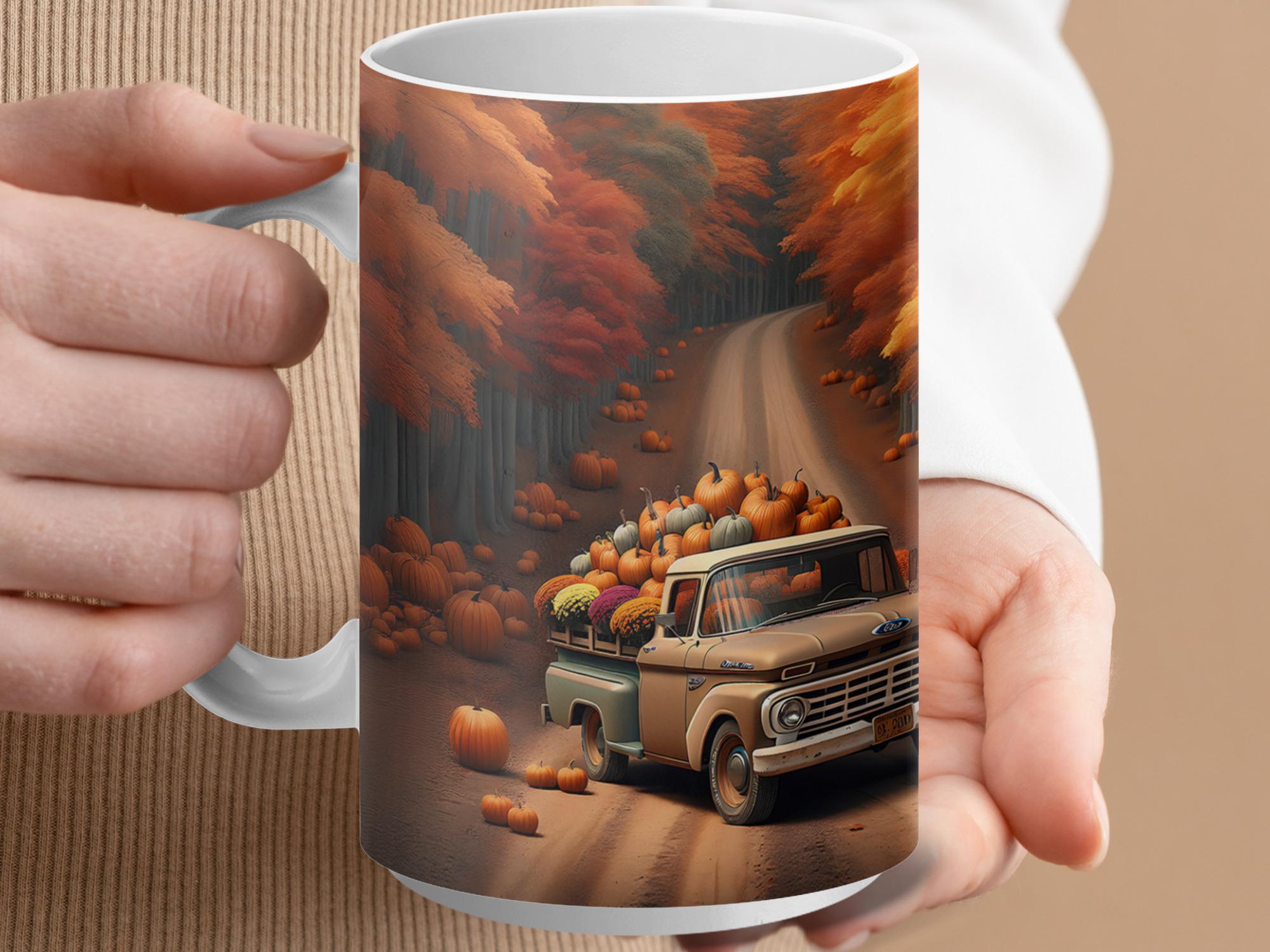 Vintage Fall Truck Mug: Autumn Decor Coffee Cup