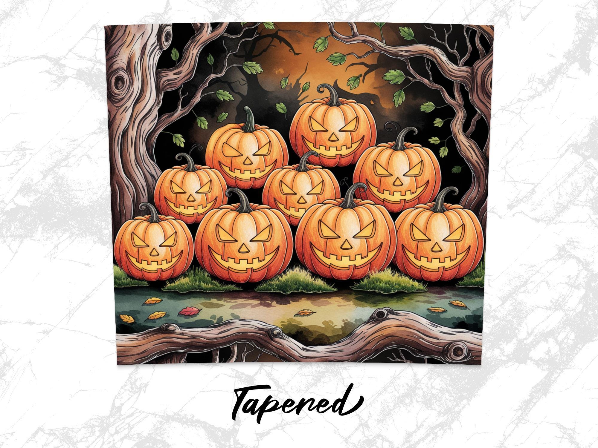 Spooky Halloween Pumpkins Tumbler Wrap - Sublimation Design (PNG Digital Download)