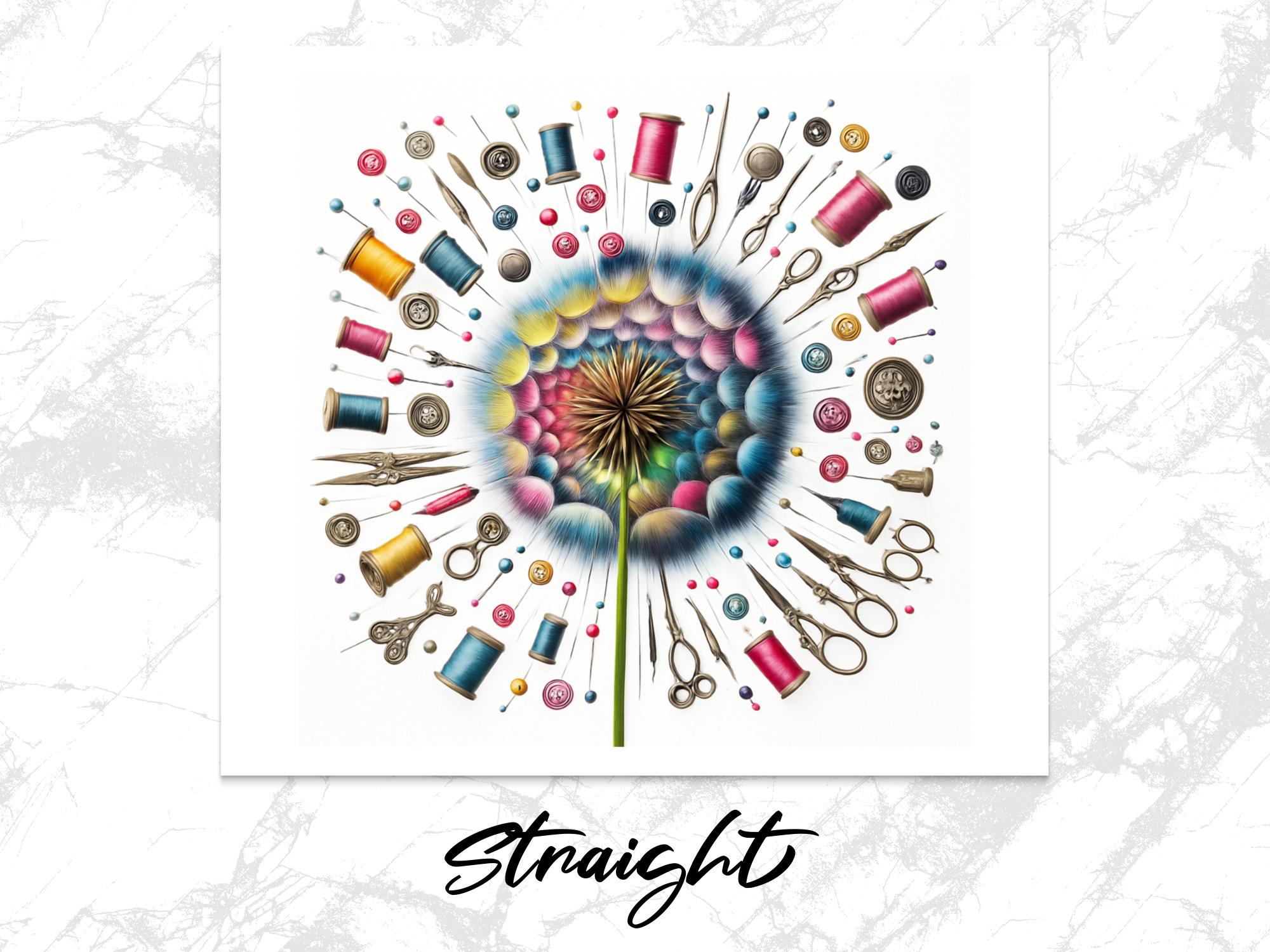 Sewing Dandelion Tumbler Wrap: Colorful PNG Design (Digital Download)