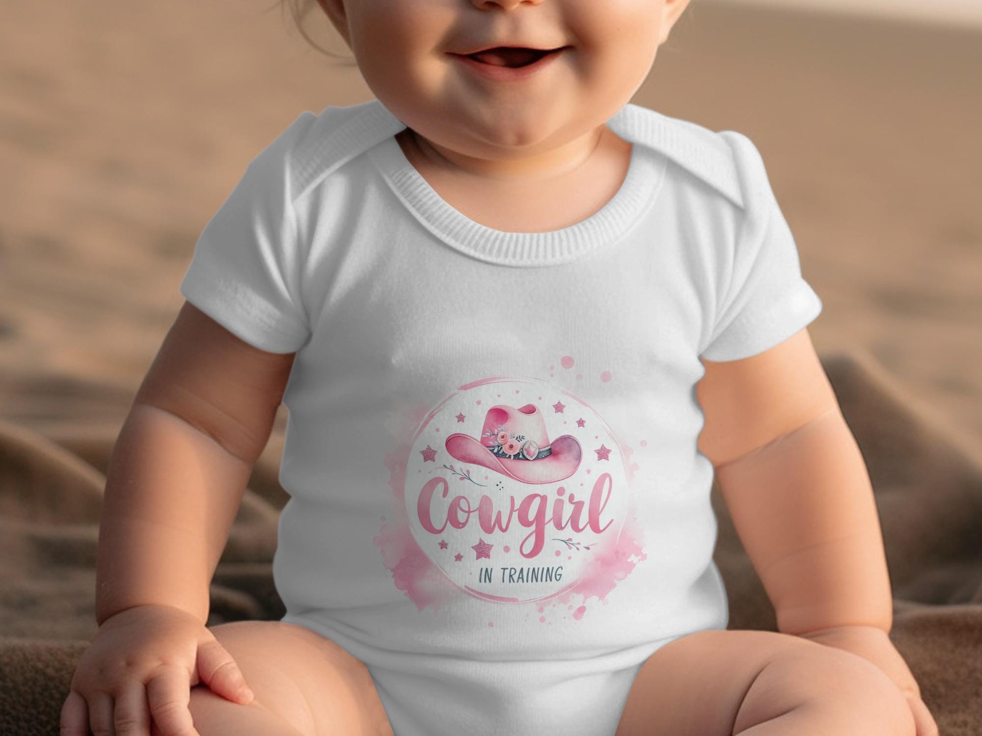 Cowgirl in Training T-Shirt or Onesie: Pink Cowboy Hat, Floral Design